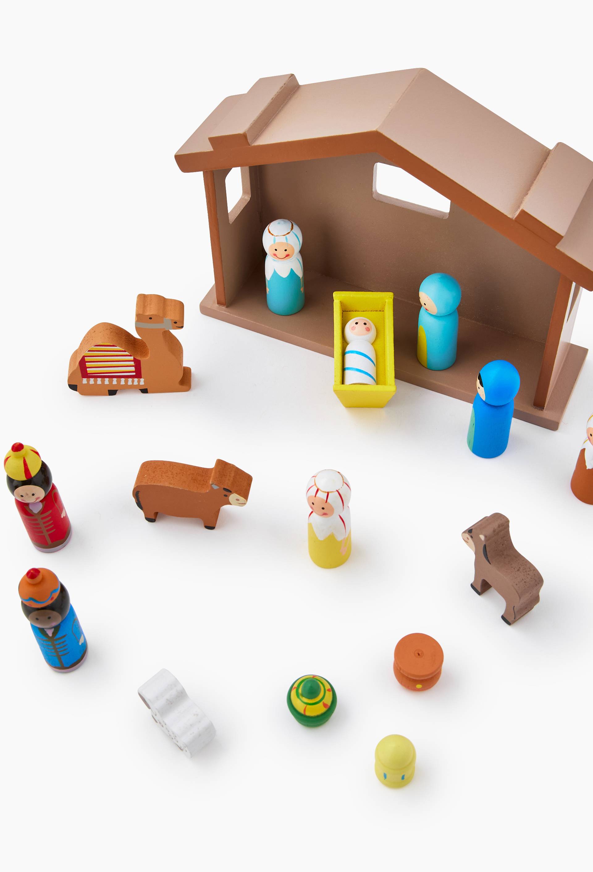 Cr&egrave;che santon, 18x4x13cm, en bois, Multicolore, large image number 1.0