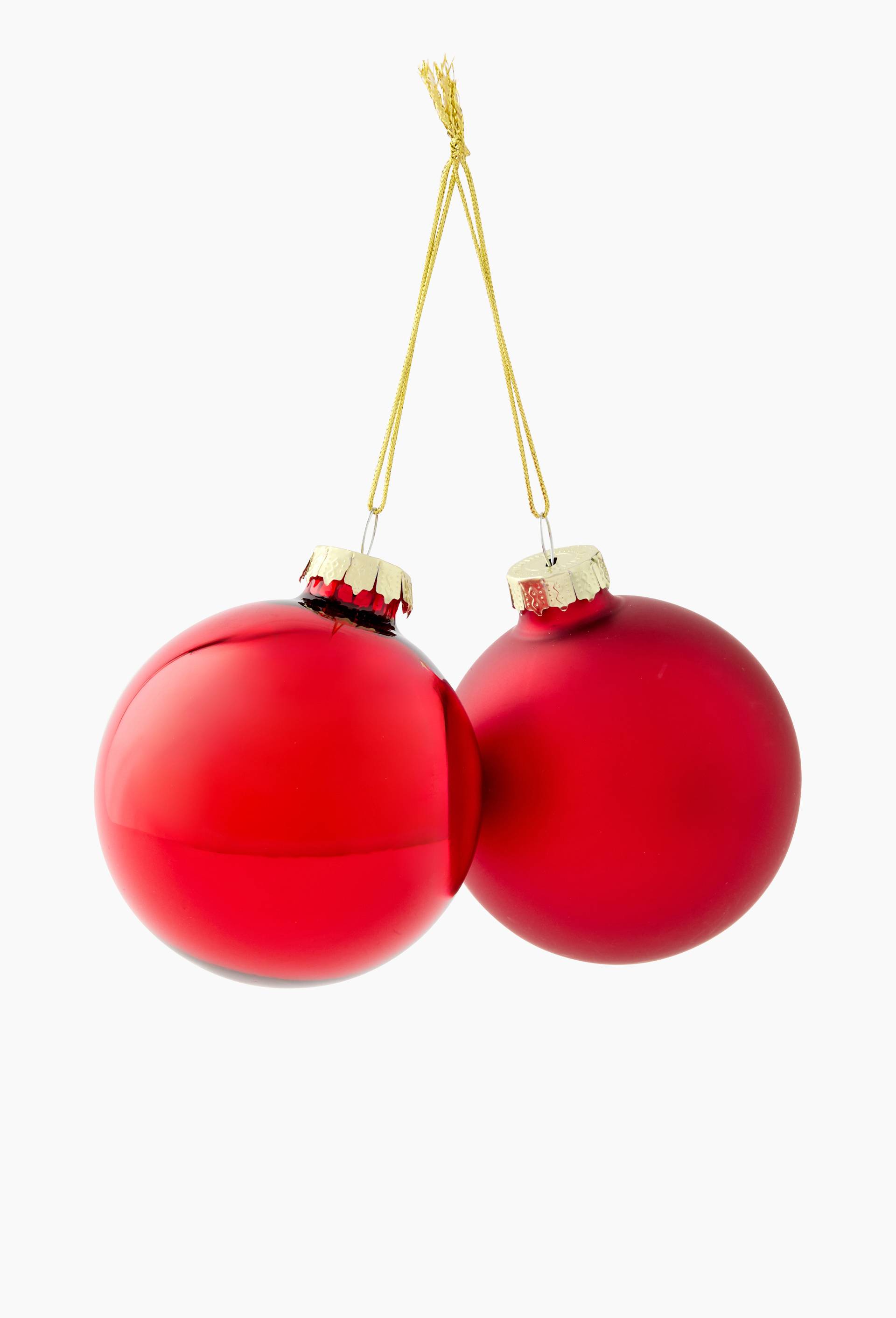 Lot 2 boules mat et brillant, 7cm, en verre, Rouge, large image number 0