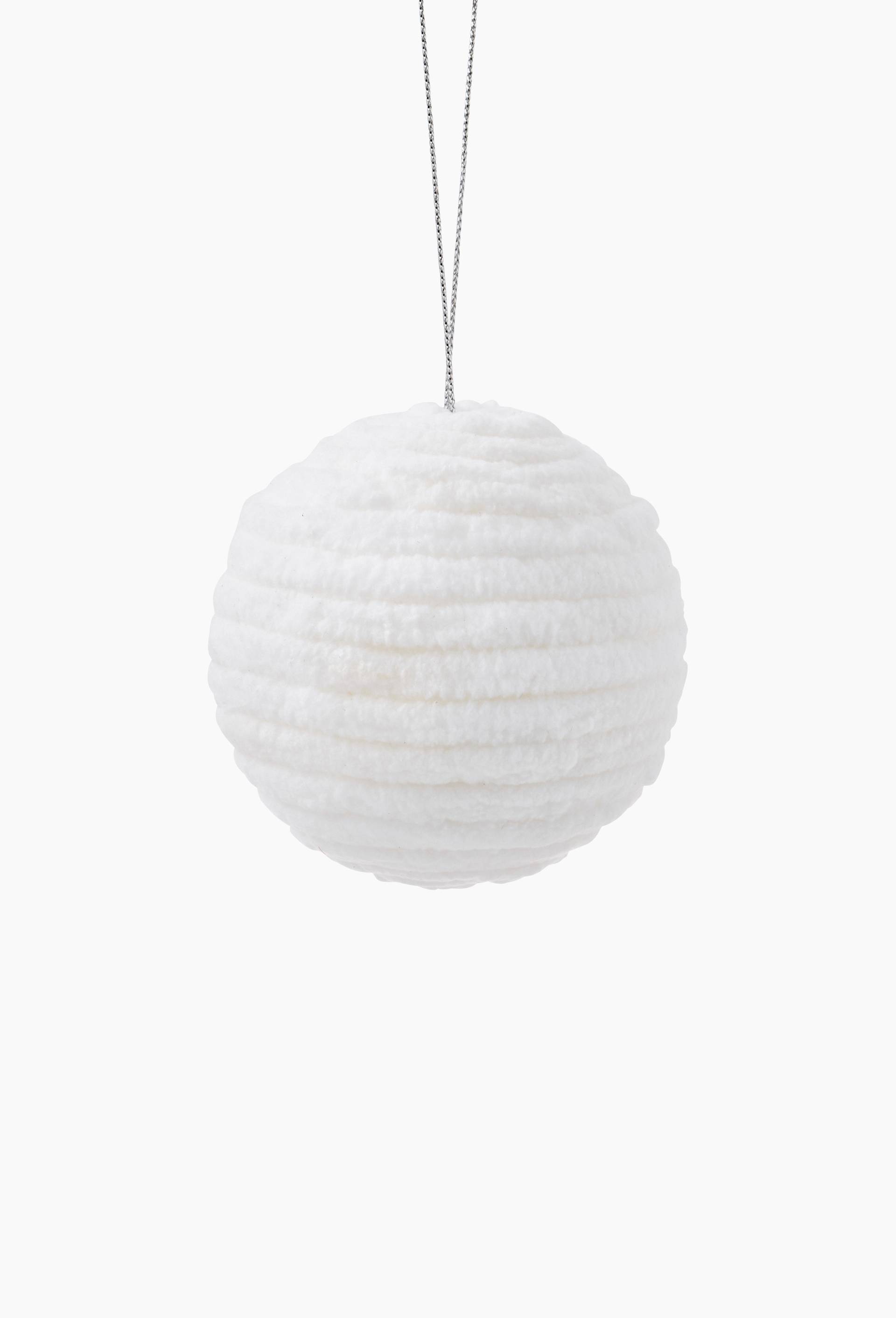 Boule effet boule de neige chenille, 7cm, en tissue, Blanc, large image number 0.0