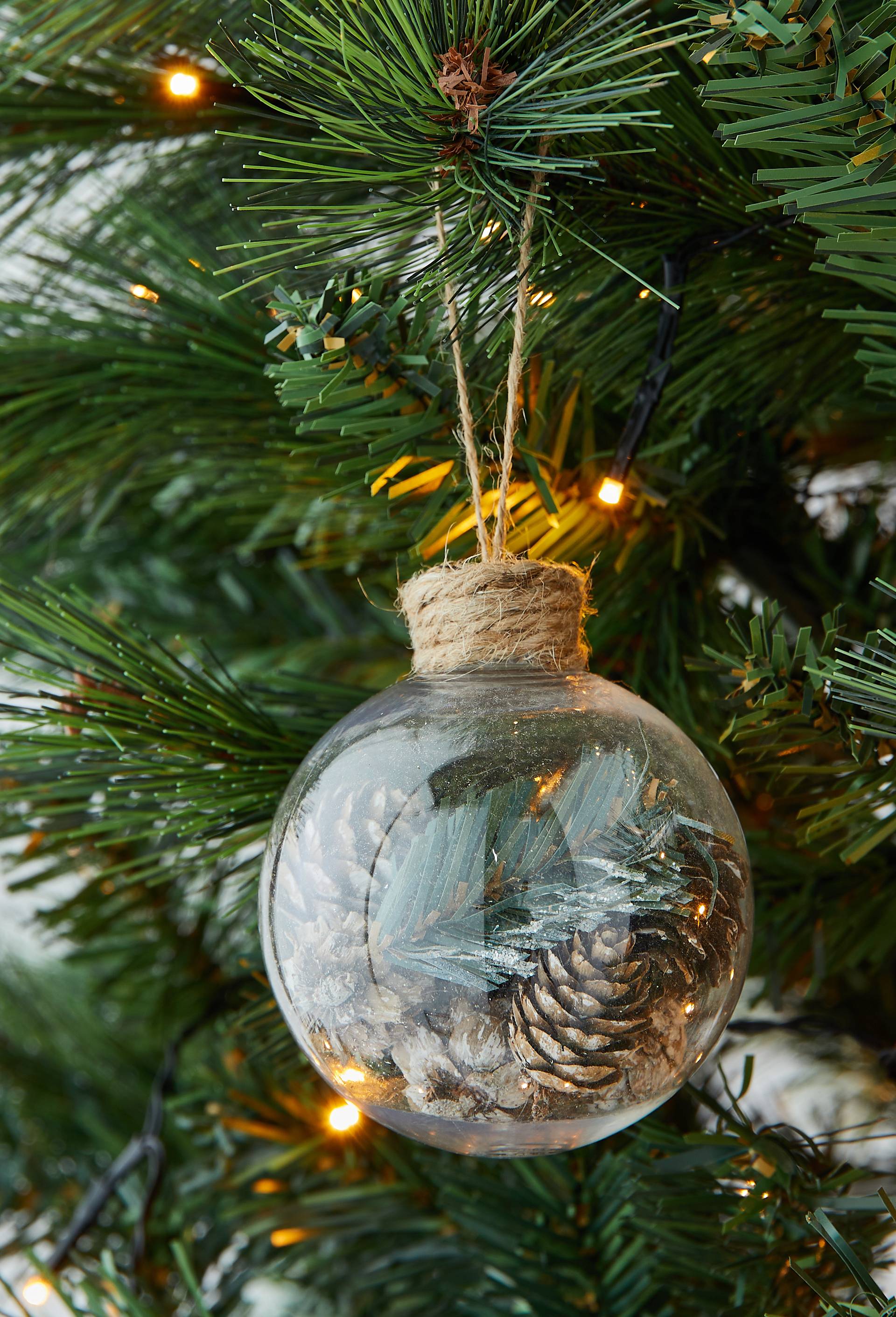 Boule for&ecirc;t de No&euml;l, 8cm, en plastique, Transparent, large image number 1