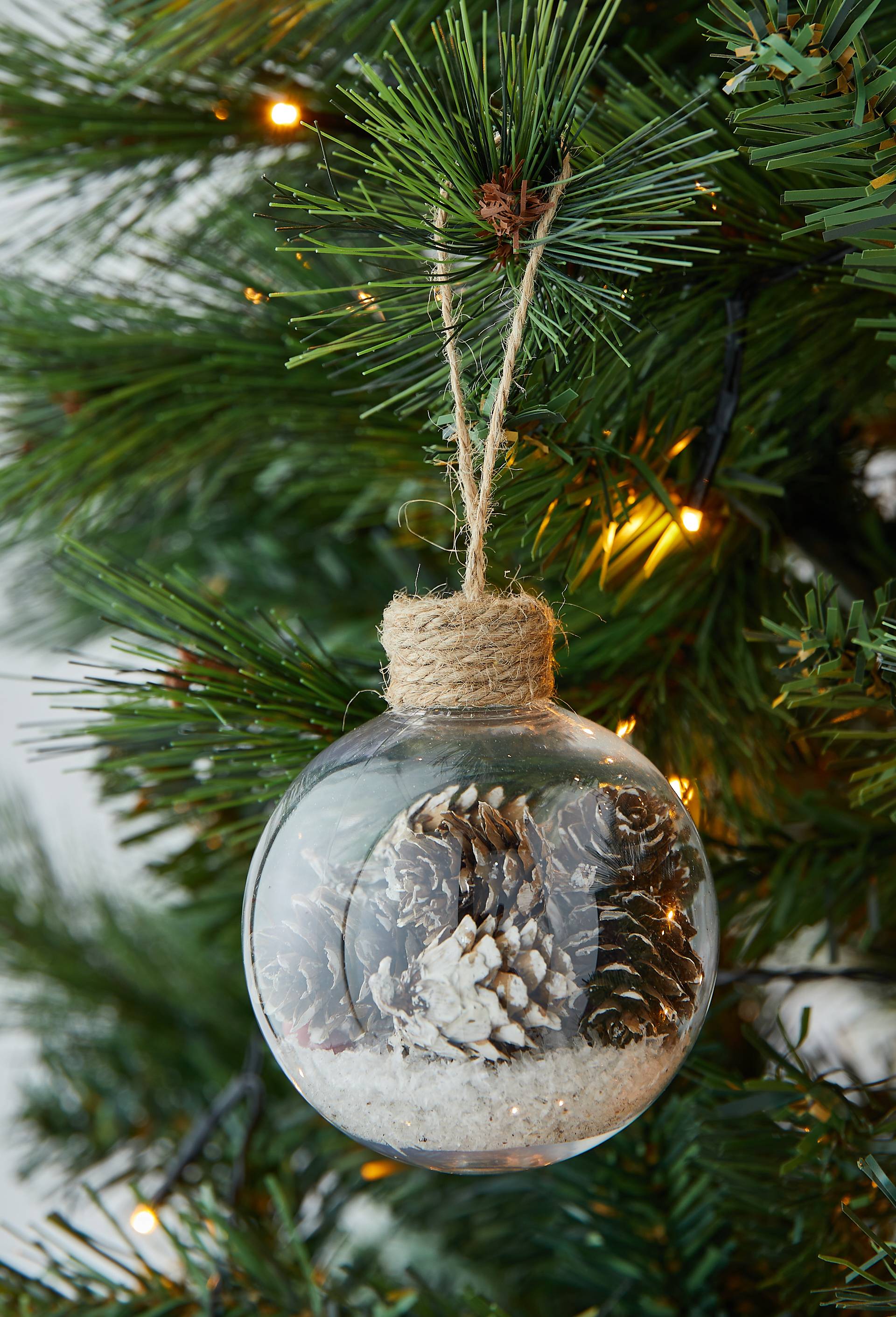 Boule for&ecirc;t de No&euml;l, 8cm, en plastique, Transparent, large image number 1
