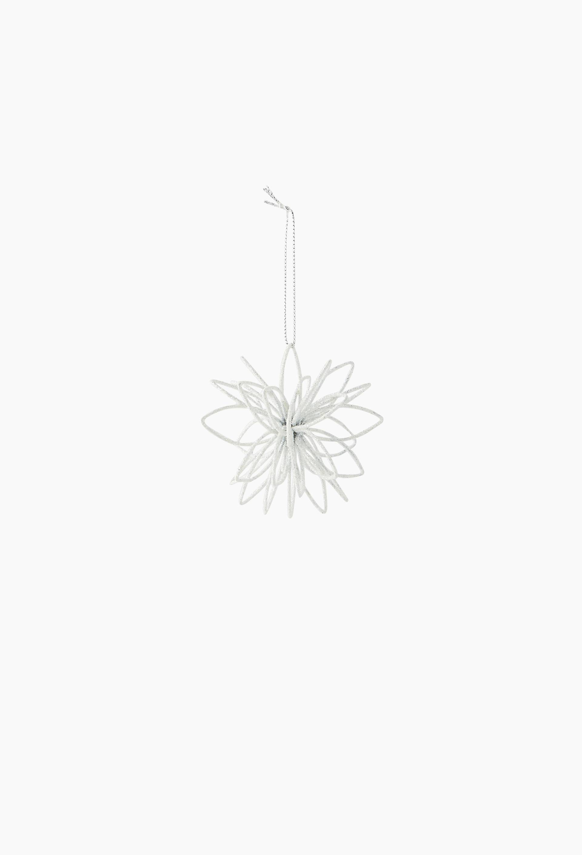 Ornement fleur en métal filaire spirale à paillettes, Blanc, large image number 0.0