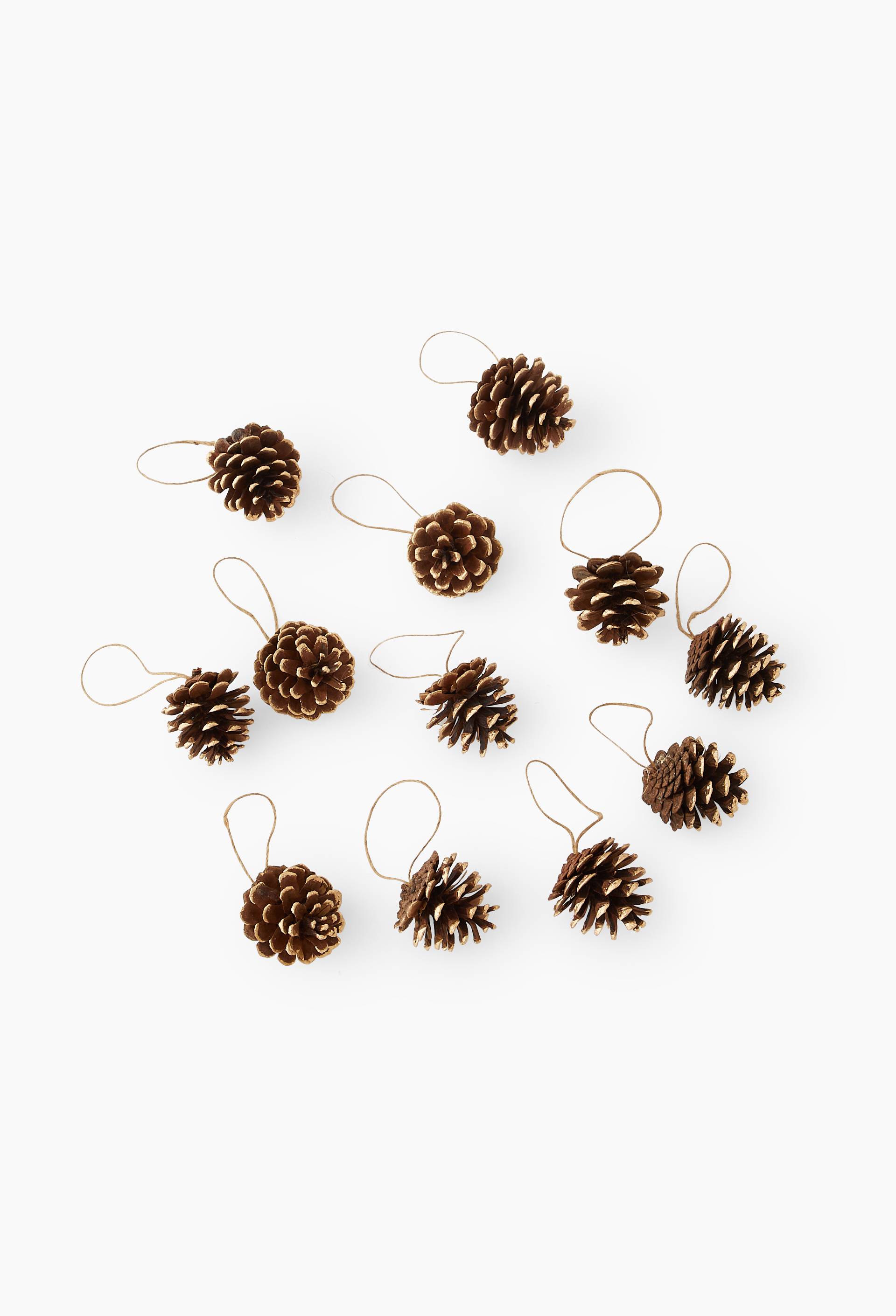 Boite 12 ornements pommes de pin, 5cm, Beige clair, large image number 0