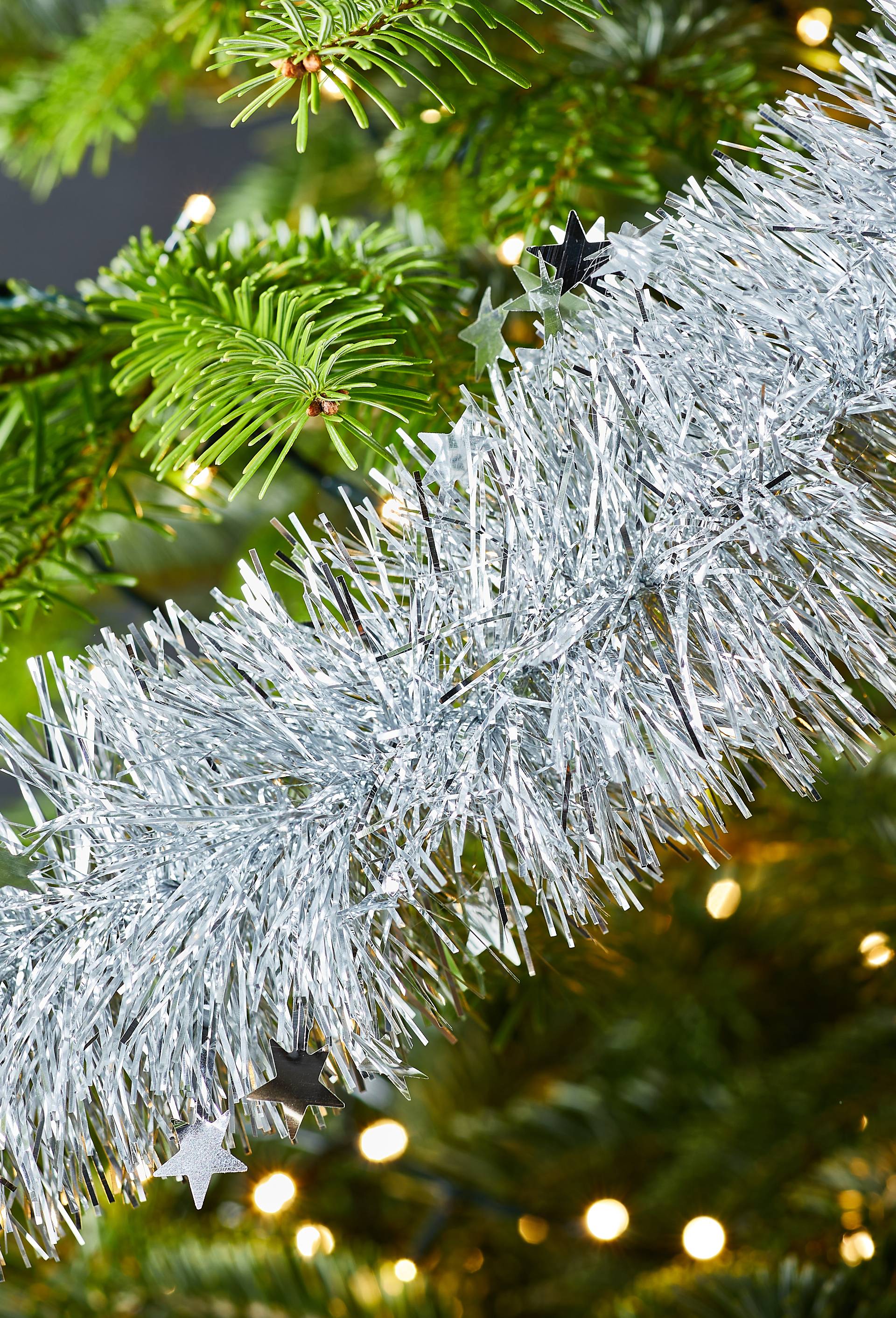 Guirlande de No&euml;l avec &eacute;toiles, 2M, Argent, large image number 1