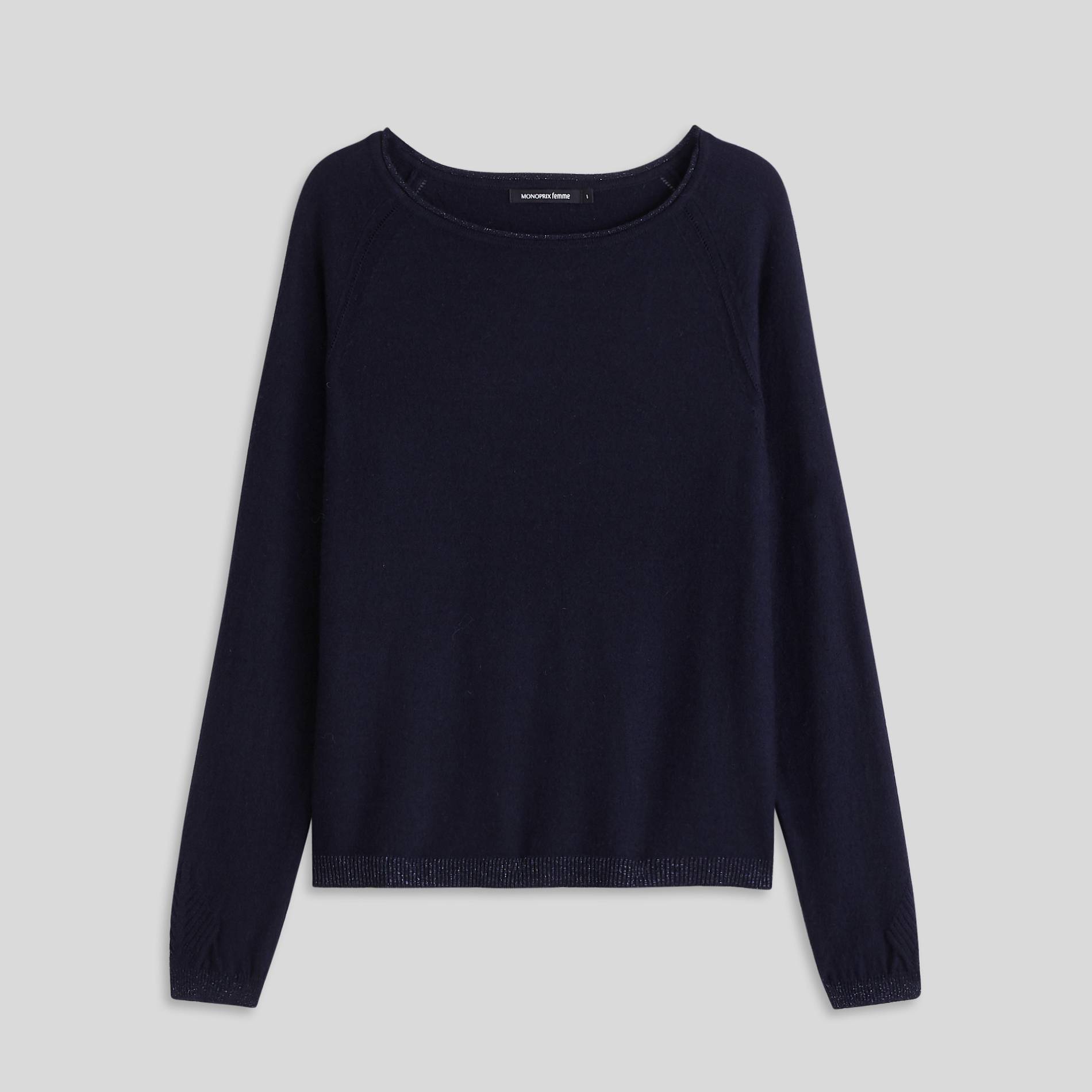 Pull contenant de la laine avec fils brillants, Bleu marine, large image number 2.0