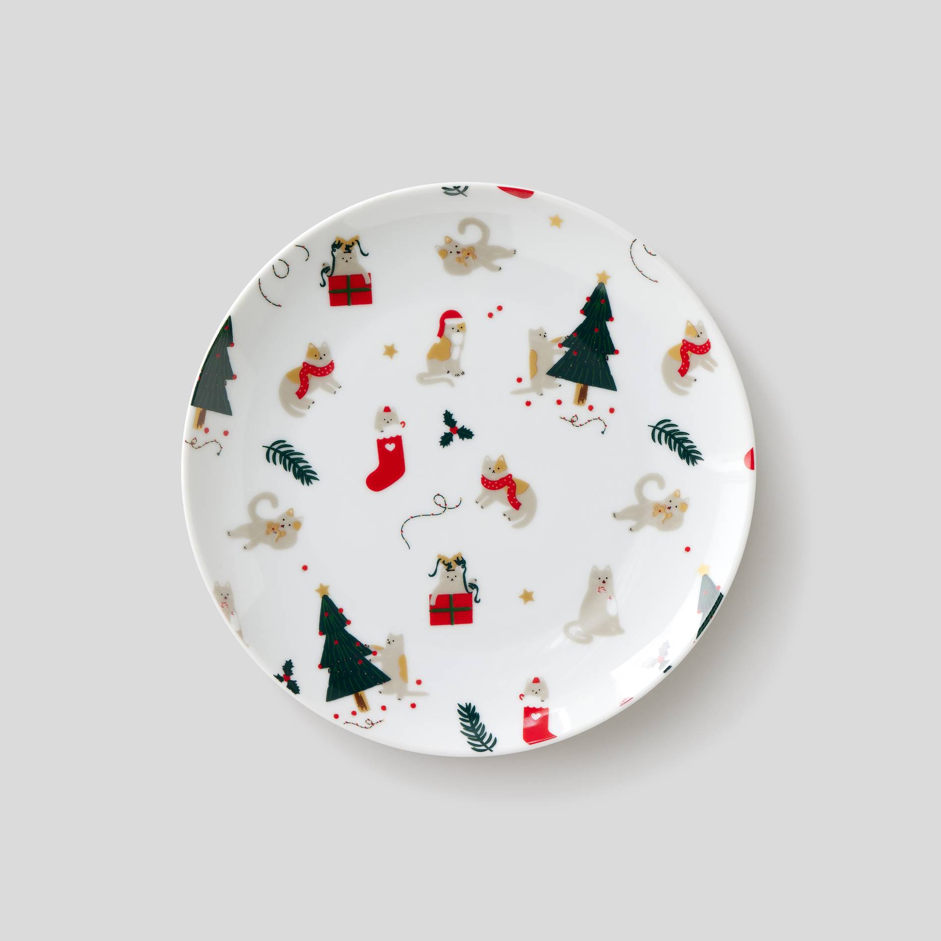 Assiette à dessert, motif chats, Blanc, large image number 0