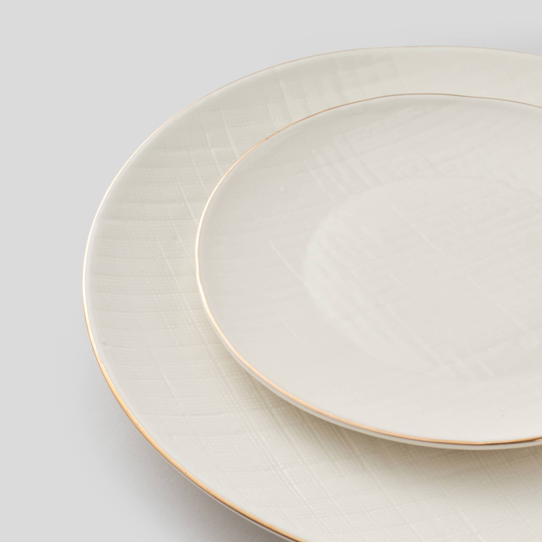 Assiette plate, Quadrillée, Blanc, large image number 1