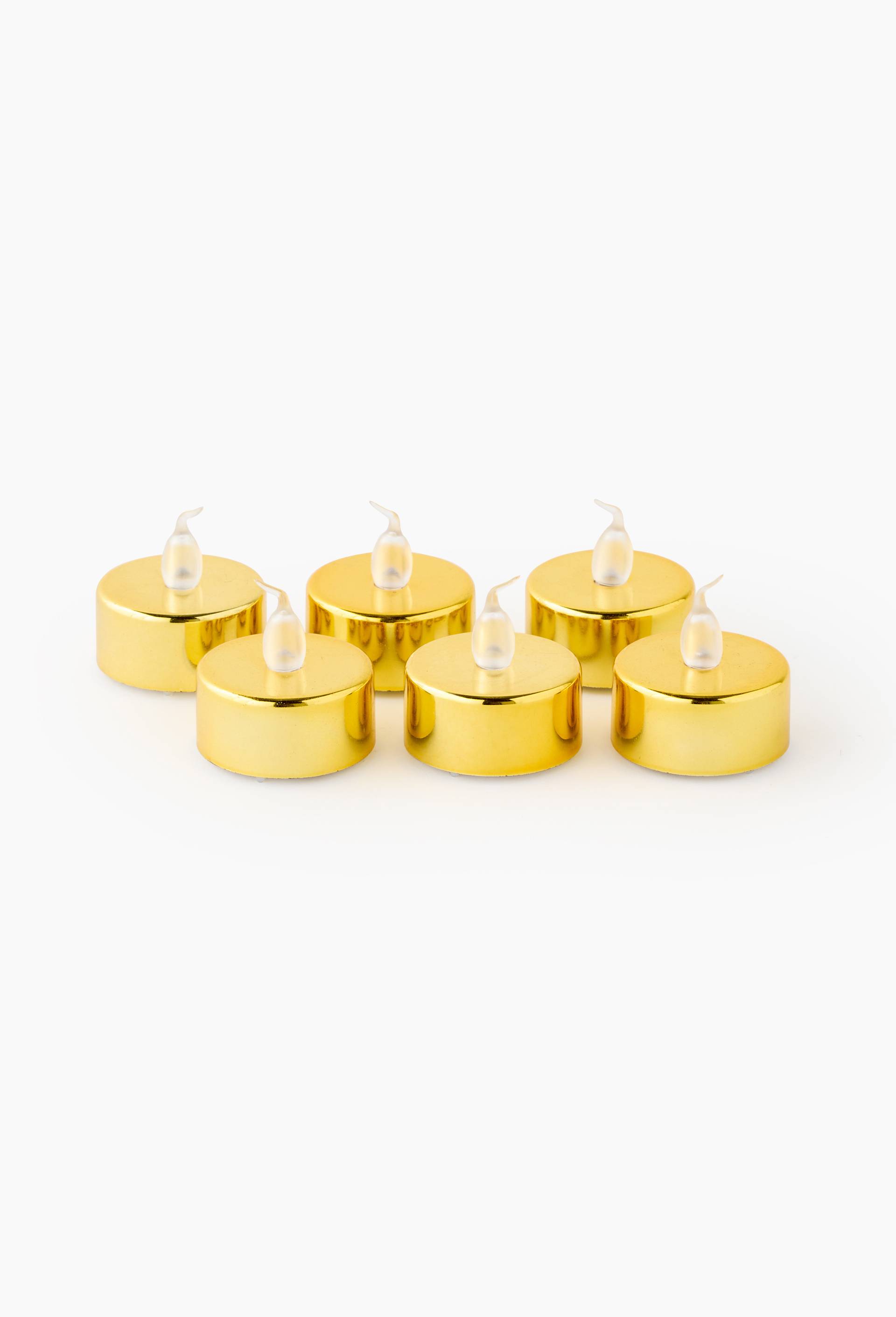 6 bougies T-light LED, 12X8X4cm, en plastique, Or, large image number 0