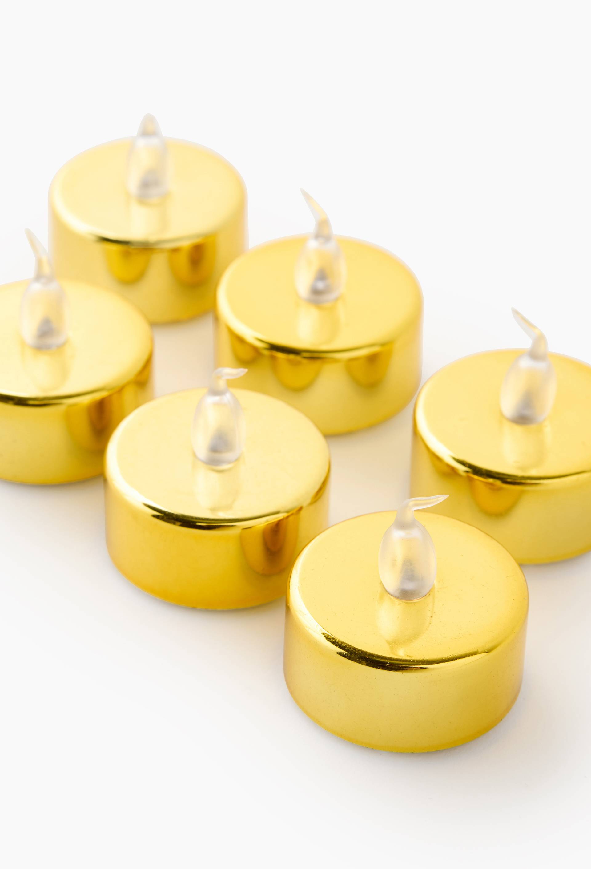 6 bougies T-light LED, 12X8X4cm, en plastique, Or, large image number 1