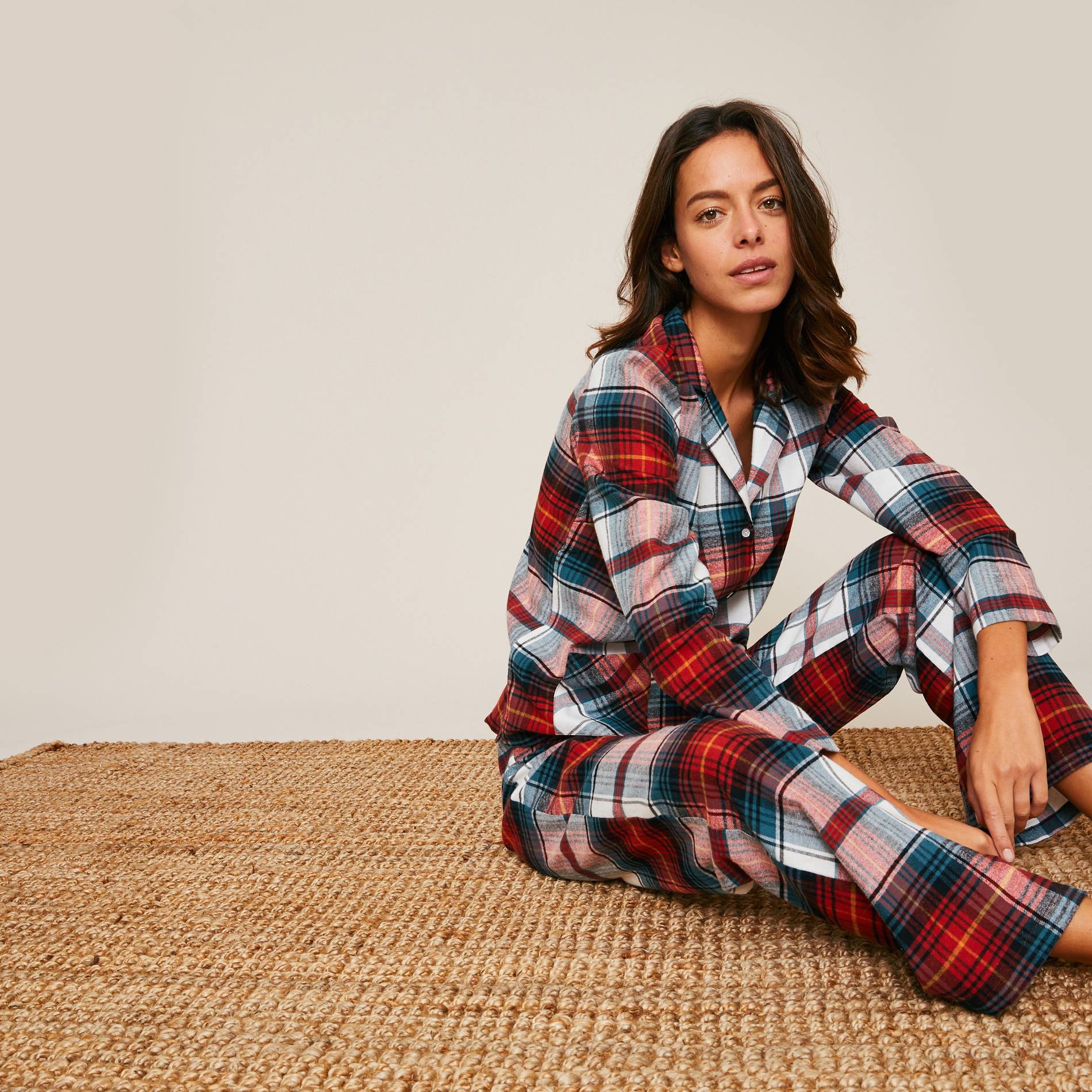 Pyjama à carreaux, Ecru, large image number 0.0