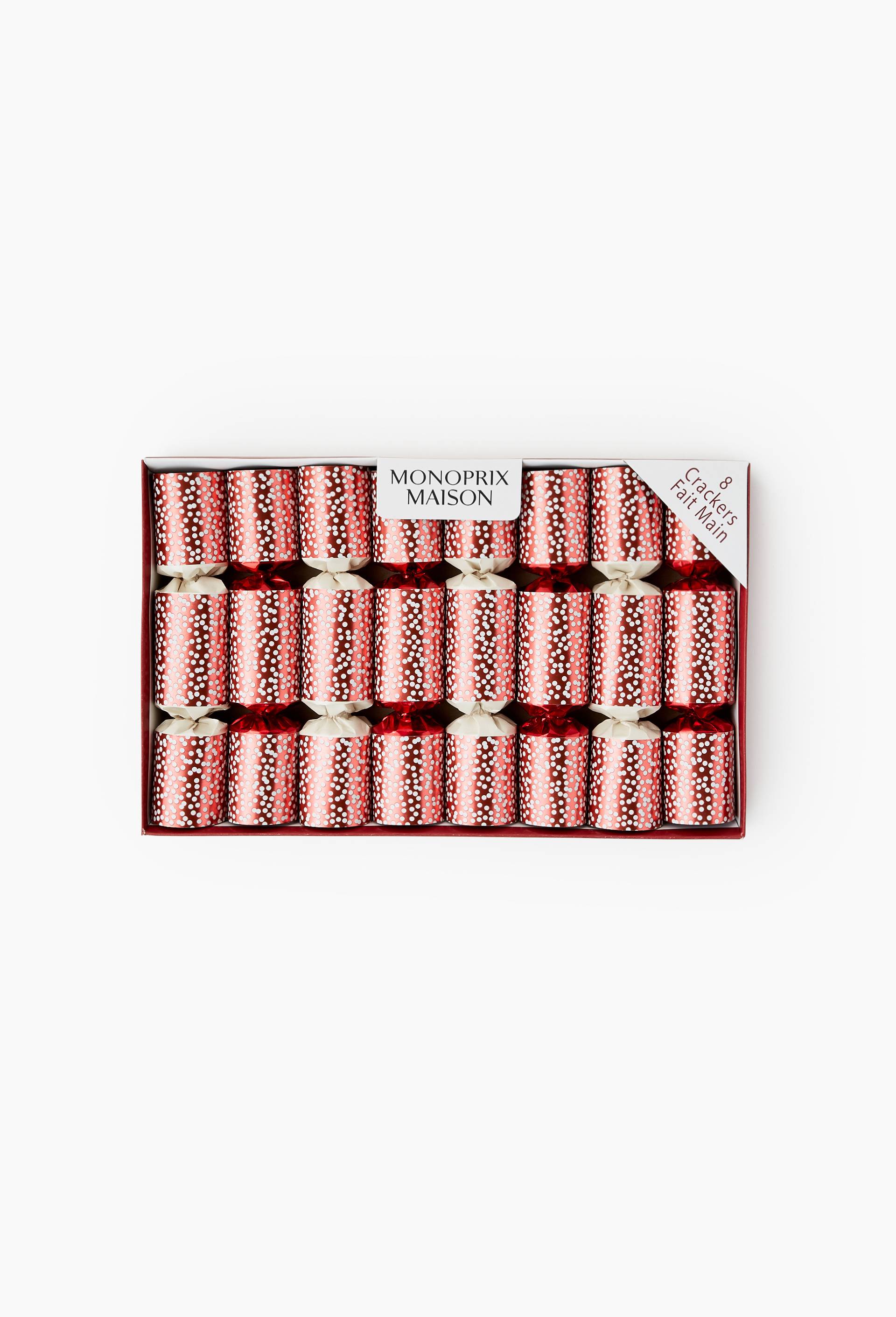 Lot de 8 crackers, 8x22cm, en carton, Rouge, large image number 0