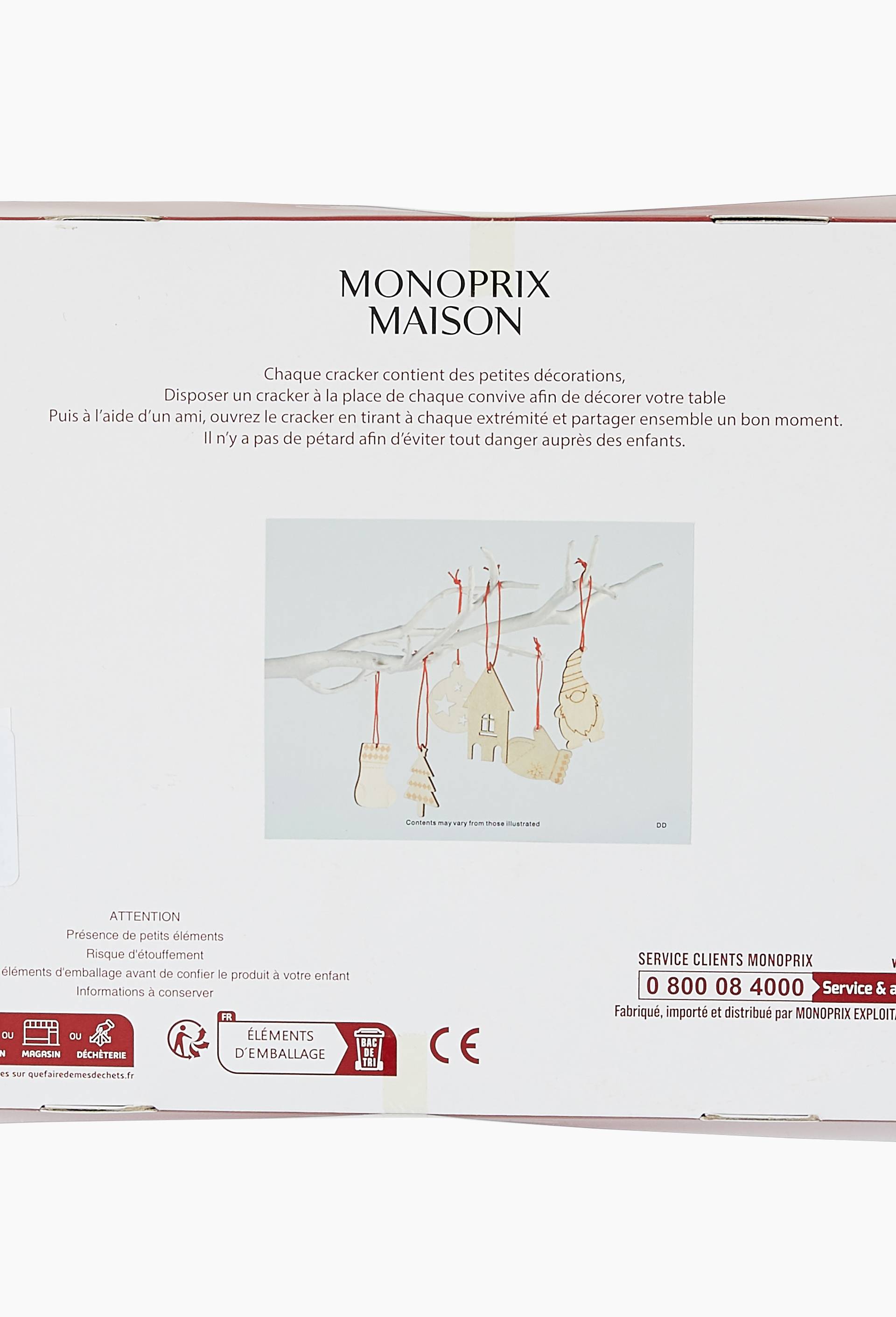 Lot de 8 crackers, 8x22cm, en carton, Rouge, large image number 2.0