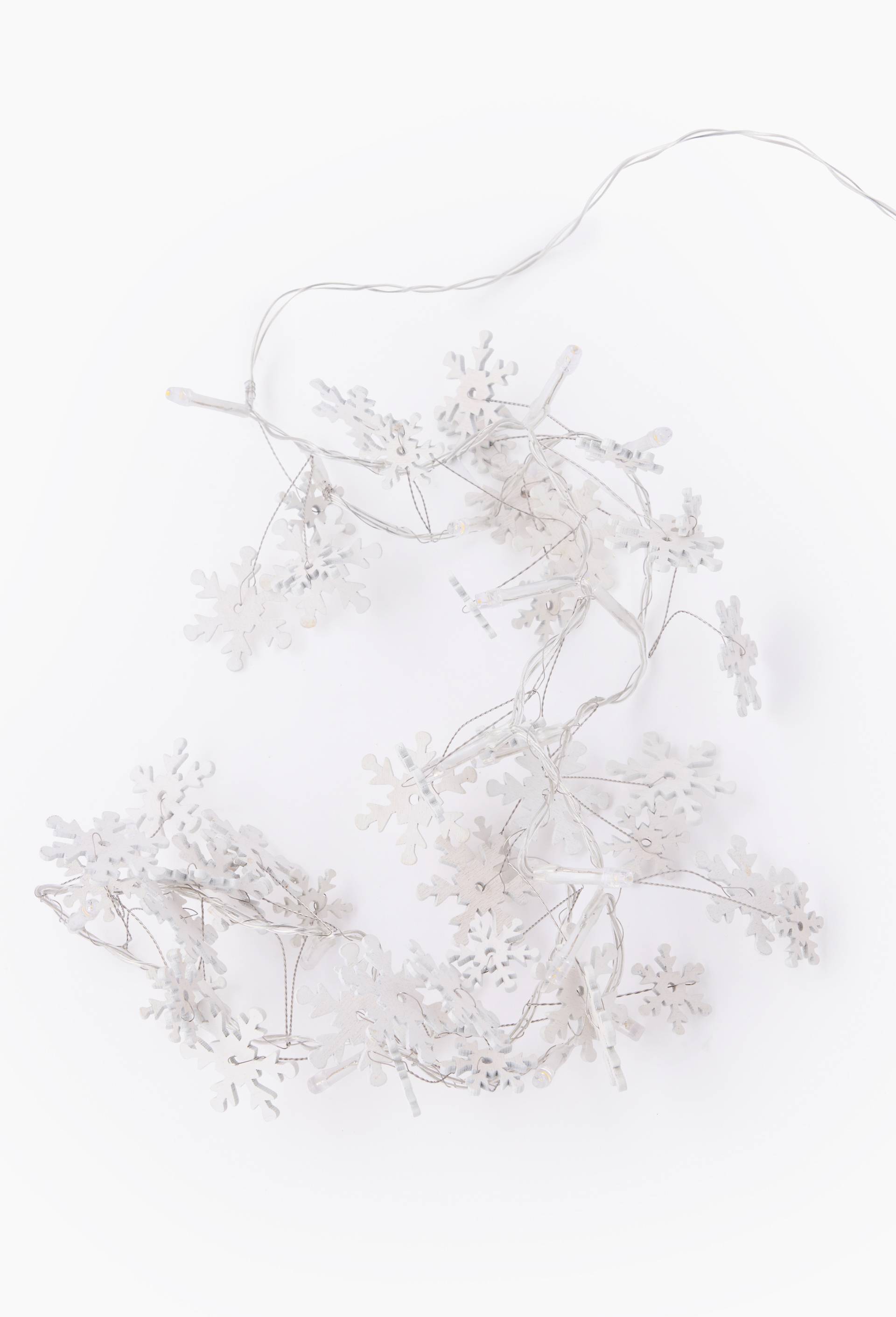Guirlande flocons LED, L135cm, en MDF, Blanc, large image number 0