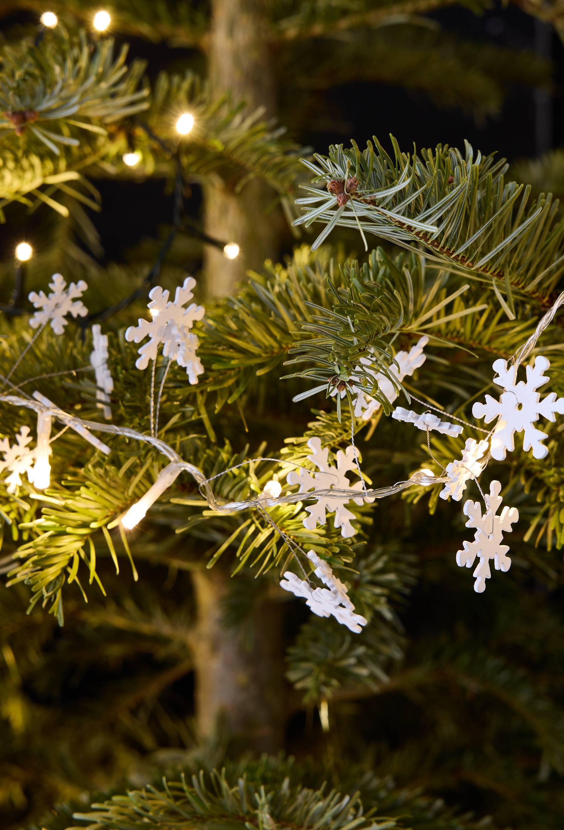 Guirlande flocons LED, L135cm, en MDF, Blanc, large image number 1