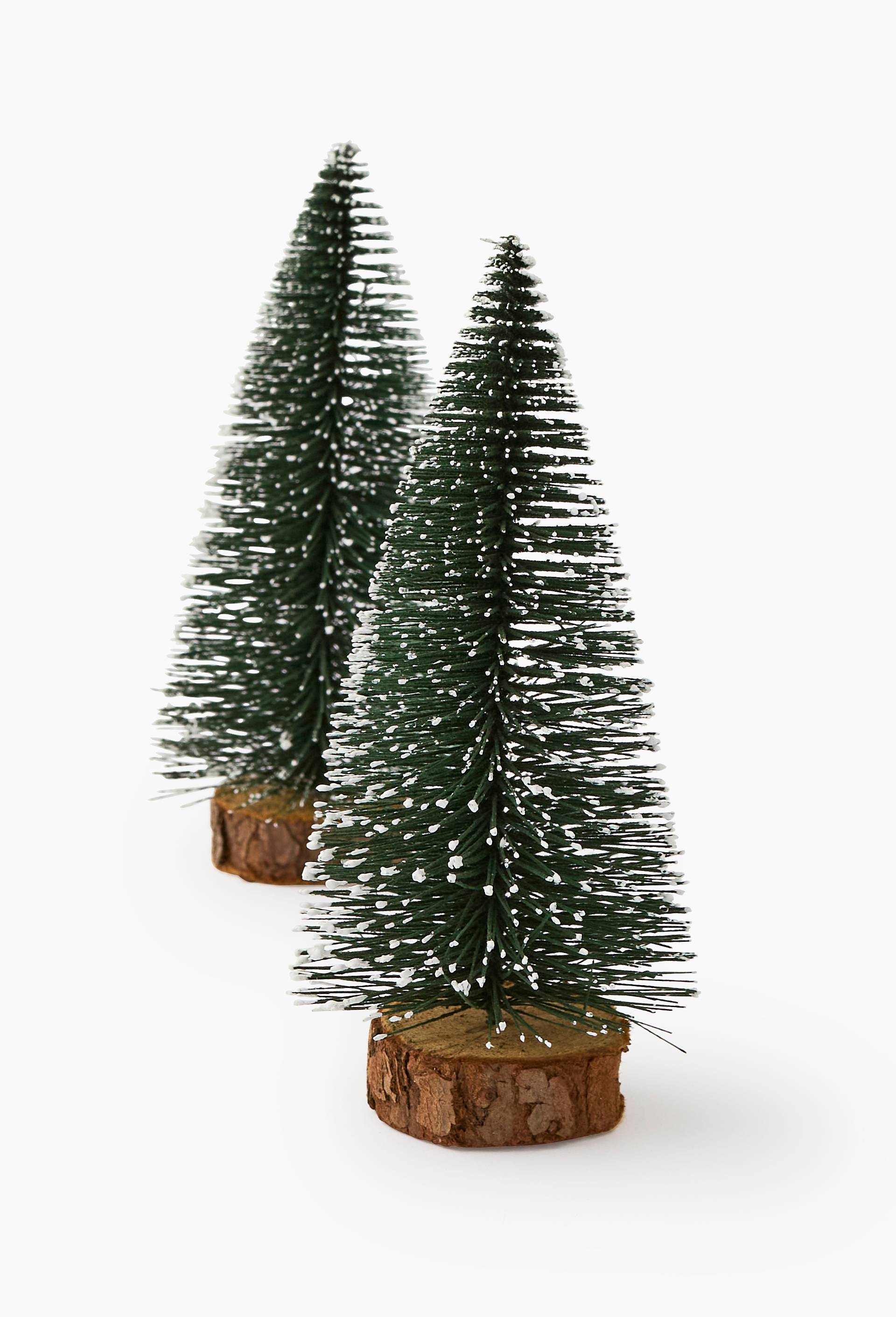 Lot de 2 petits sapins enneig&eacute;s, 8x17cm, en plastique, Vert, large image number 1.0