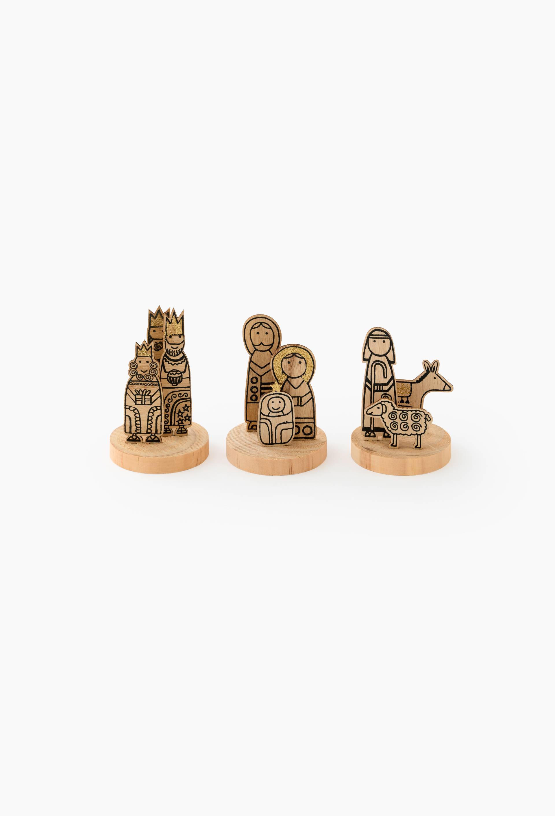 Cr&egrave;che 3 pi&egrave;ces, 25x12,5x8cm, en bois, Beige clair, large image number 0.0