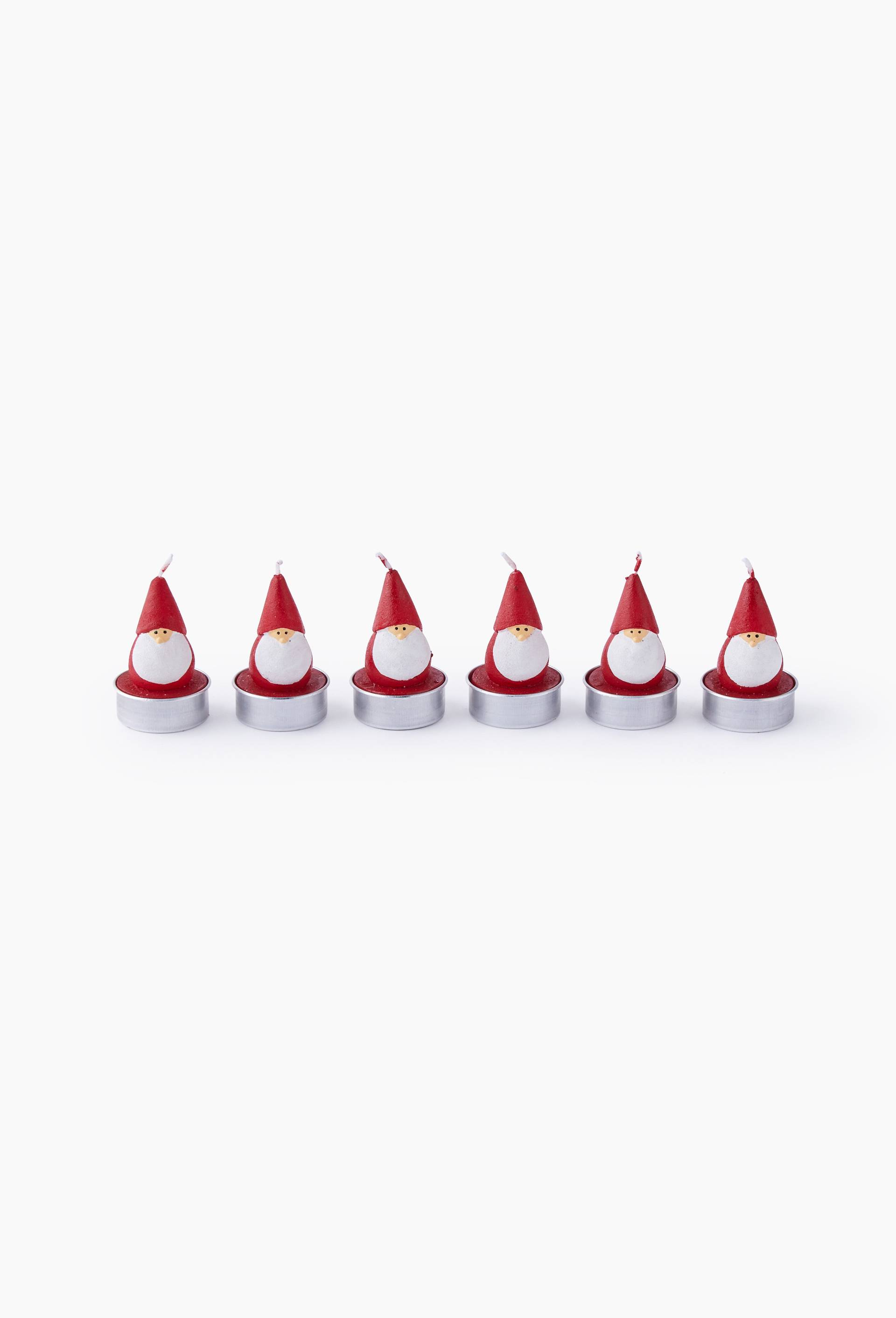 Boite de 6 bougies t-light P&egrave;re-No&euml;l, 16x11x7 cm, en cire, Rouge, large image number 0