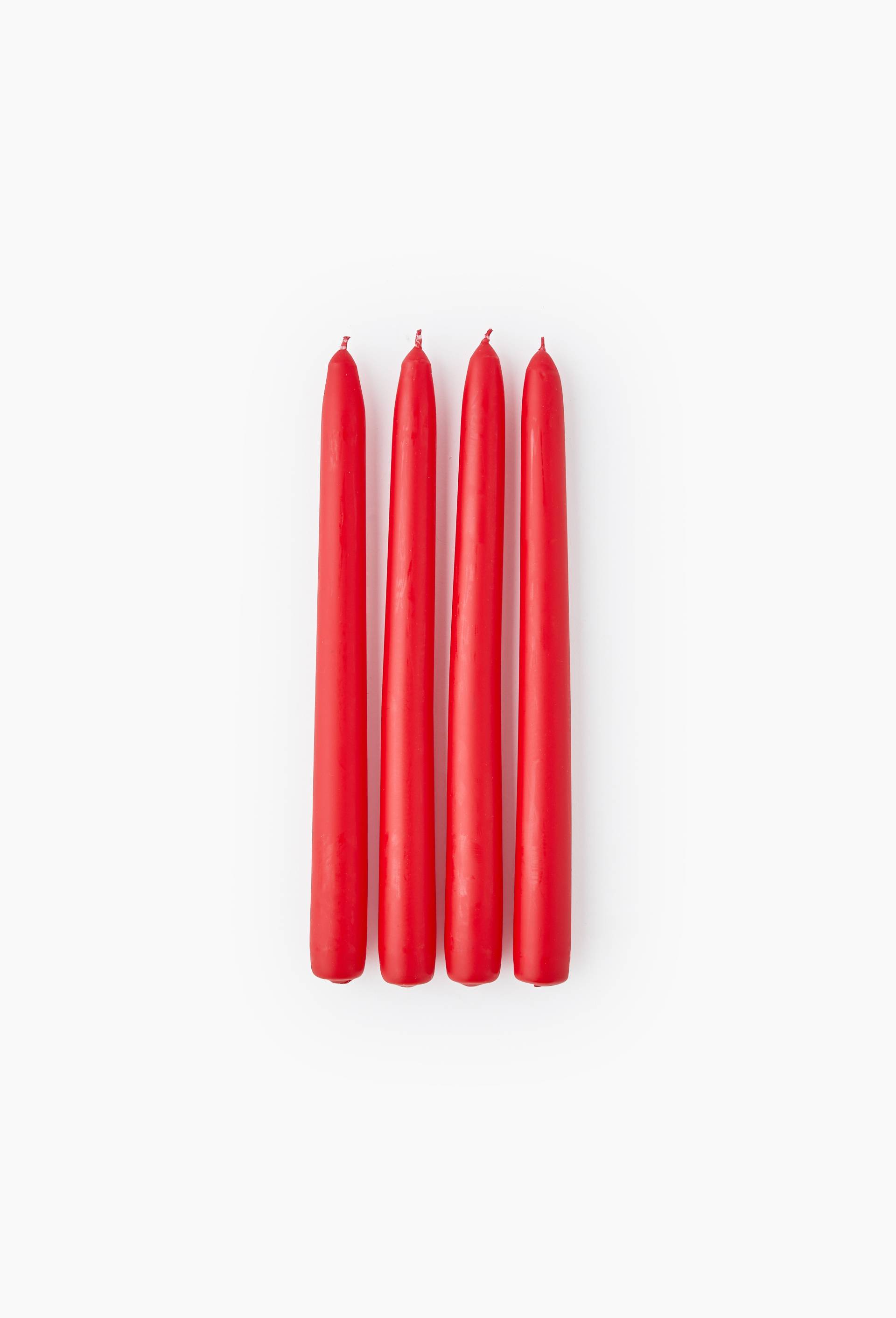 Lot de 4 bougies flambeaux lisses, 25cm, en cire, Rouge, large image number 0