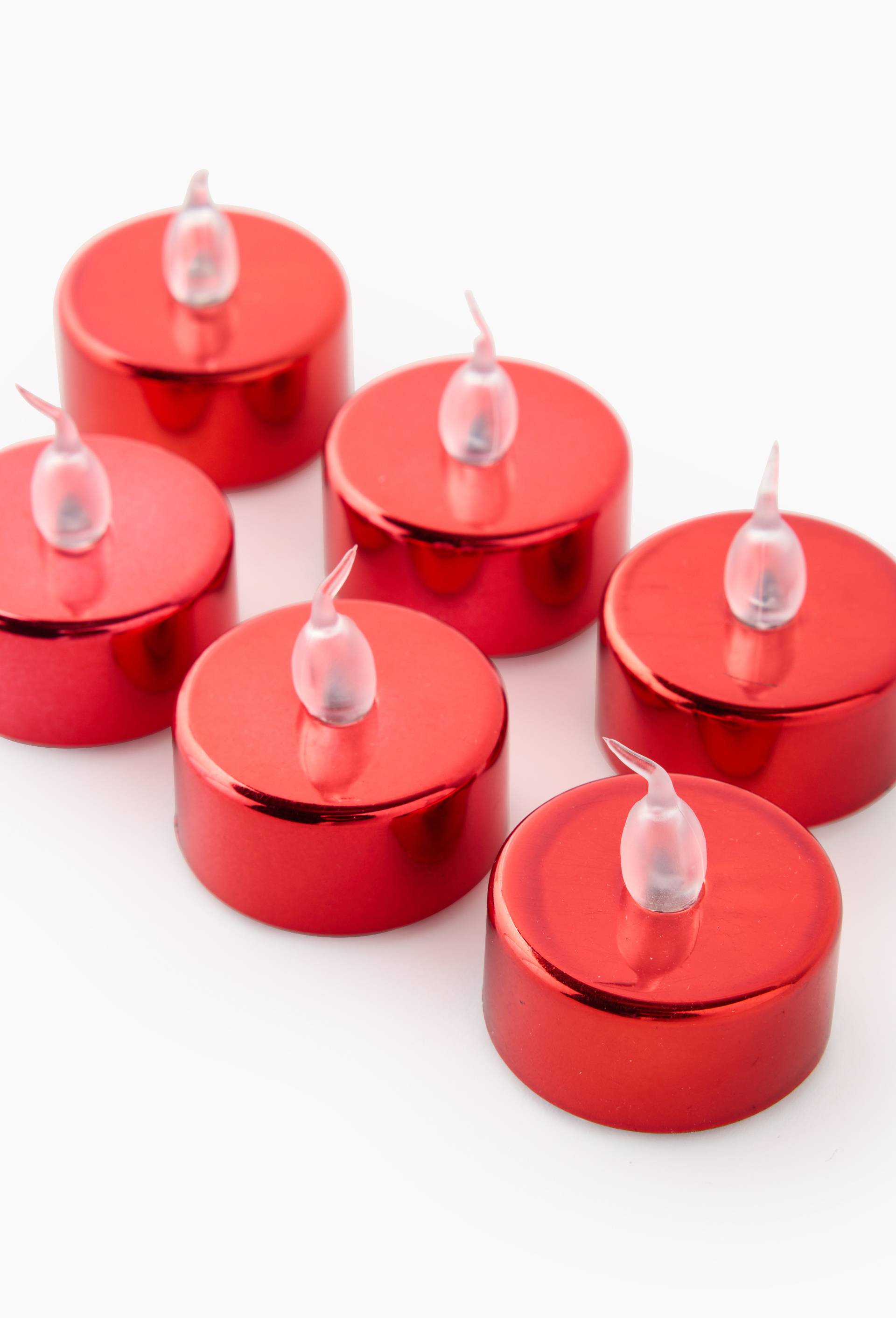 6 bougies Tlight LED, L12xH4x8P cm, en plastique, Rouge, large image number 1