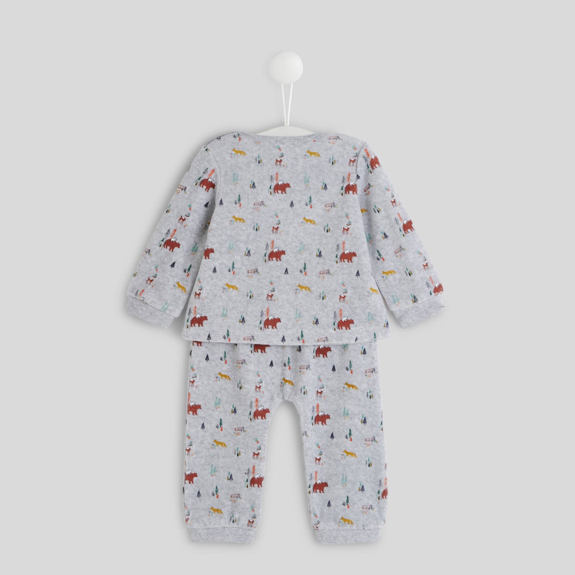 Pyjama en velours imprimé, Gris moyen, large image number 1