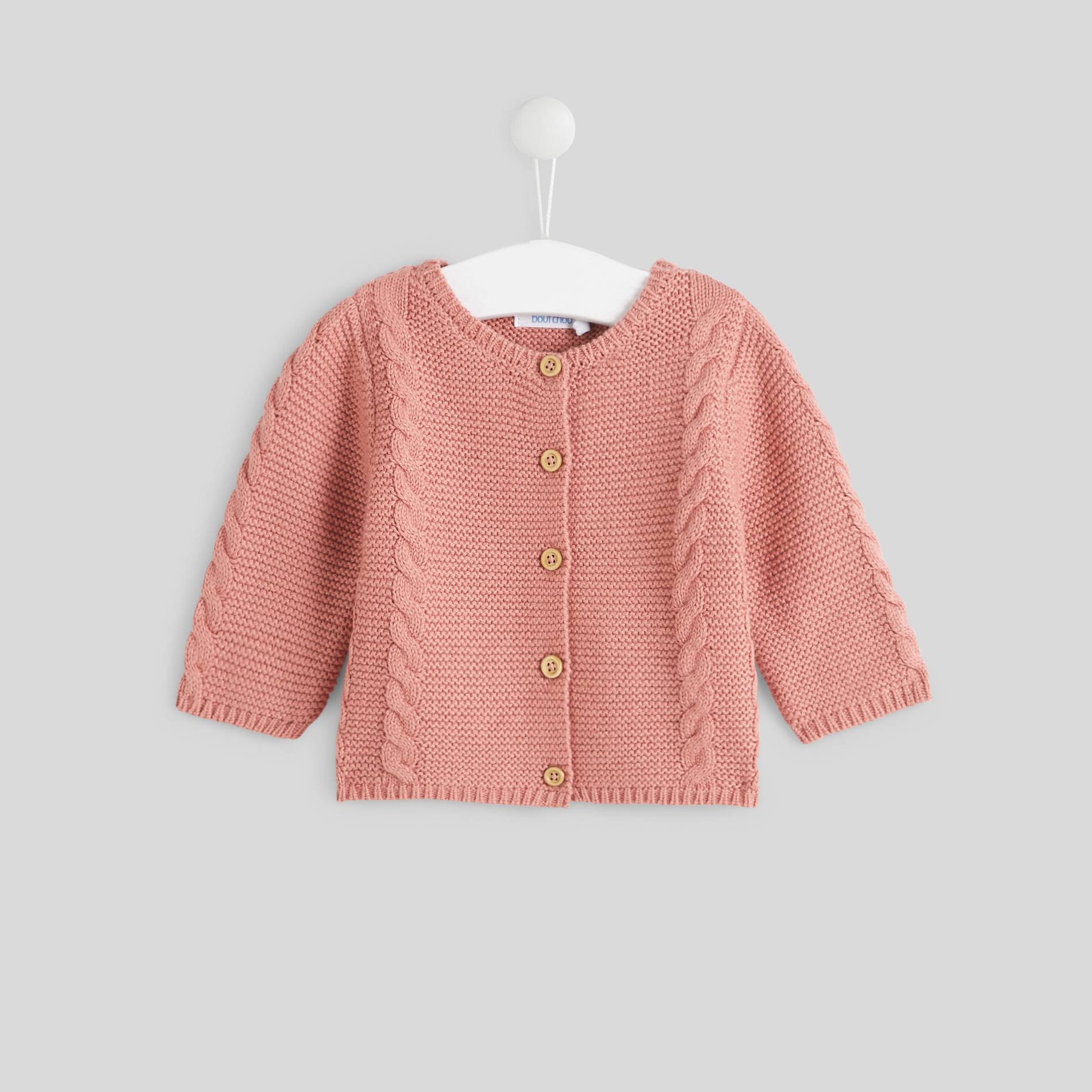 Cardigan torsades, Vieux rose, large image number 0