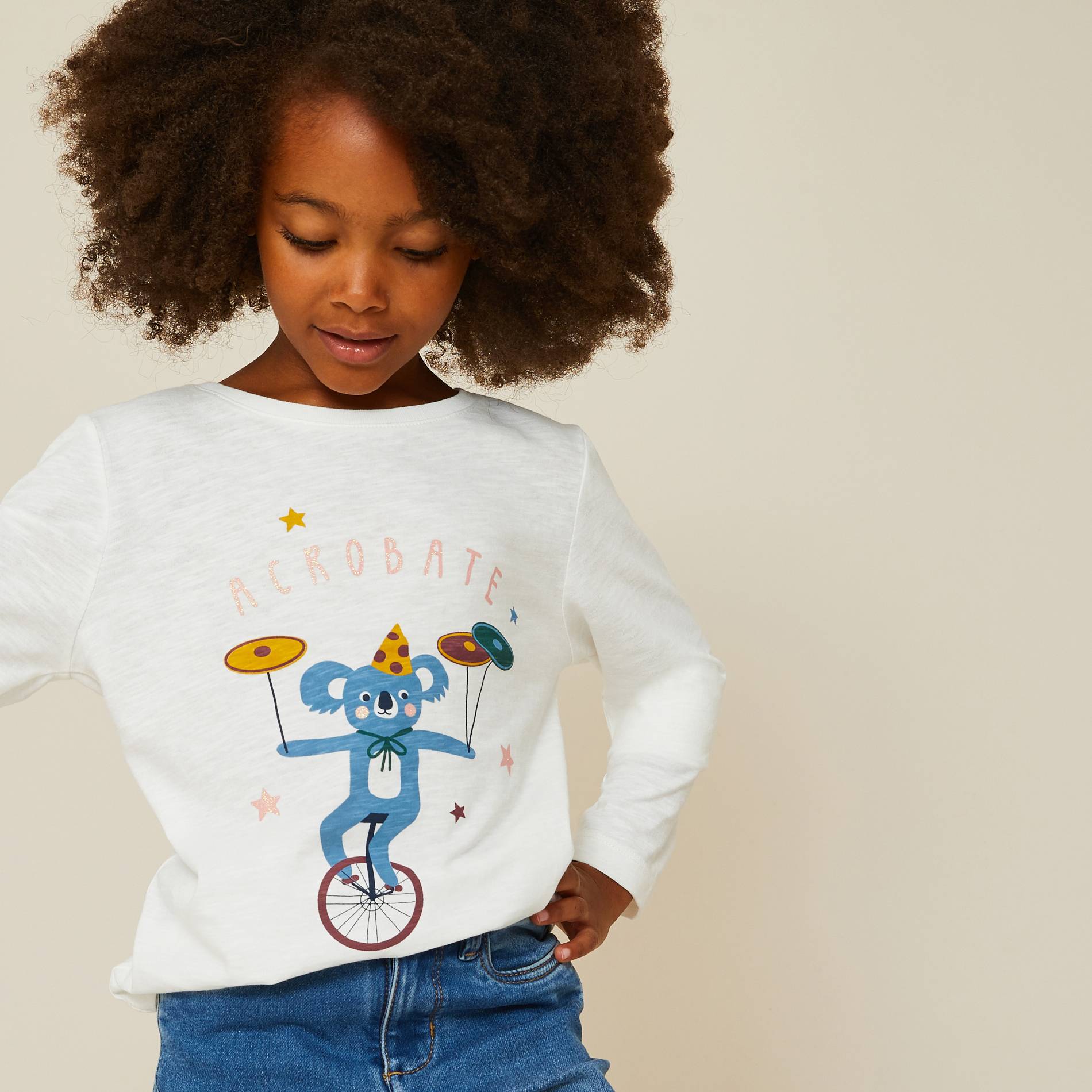 T-shirt manches longues en coton BIO, Ecru, large image number 0.0