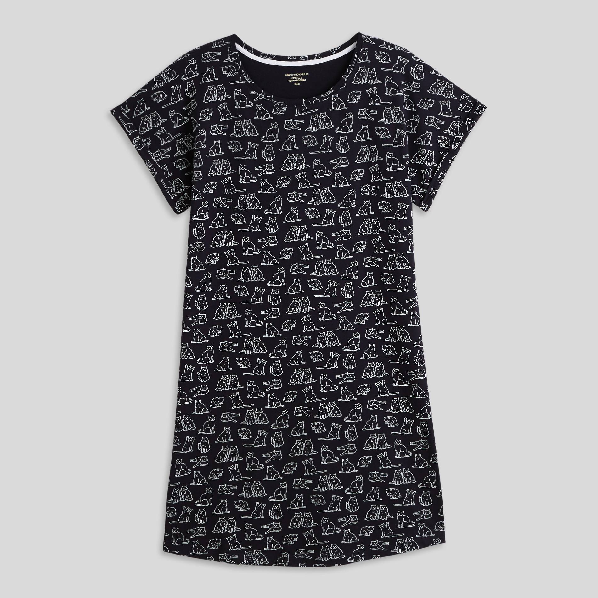Chemise de nuit imprimée en coton BIO, Bleu clair, large image number 8