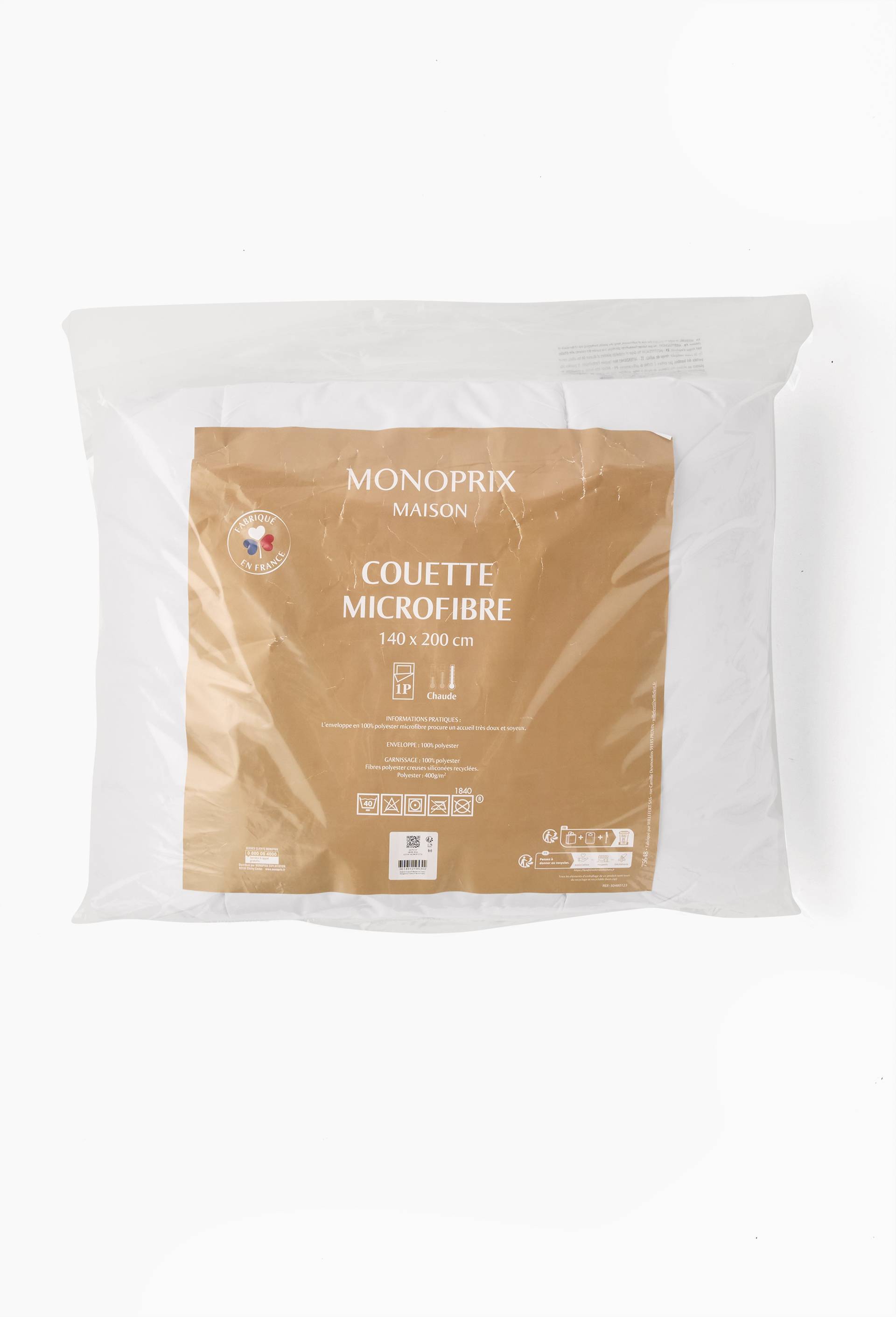 Couette microfibre, 140x200cm, 100% polyester, Blanc, large image number 3