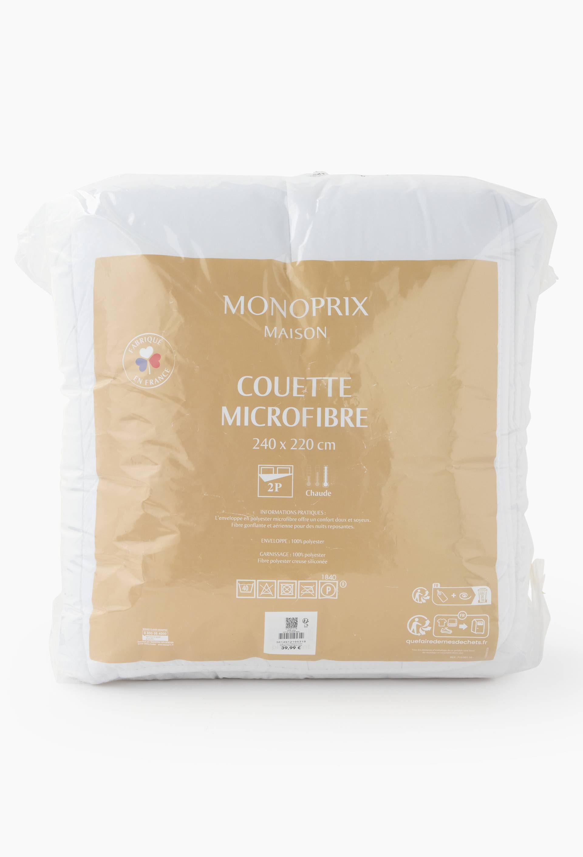 Couette microfibre, 220x240cm, 100% polyester, Blanc, large image number 3
