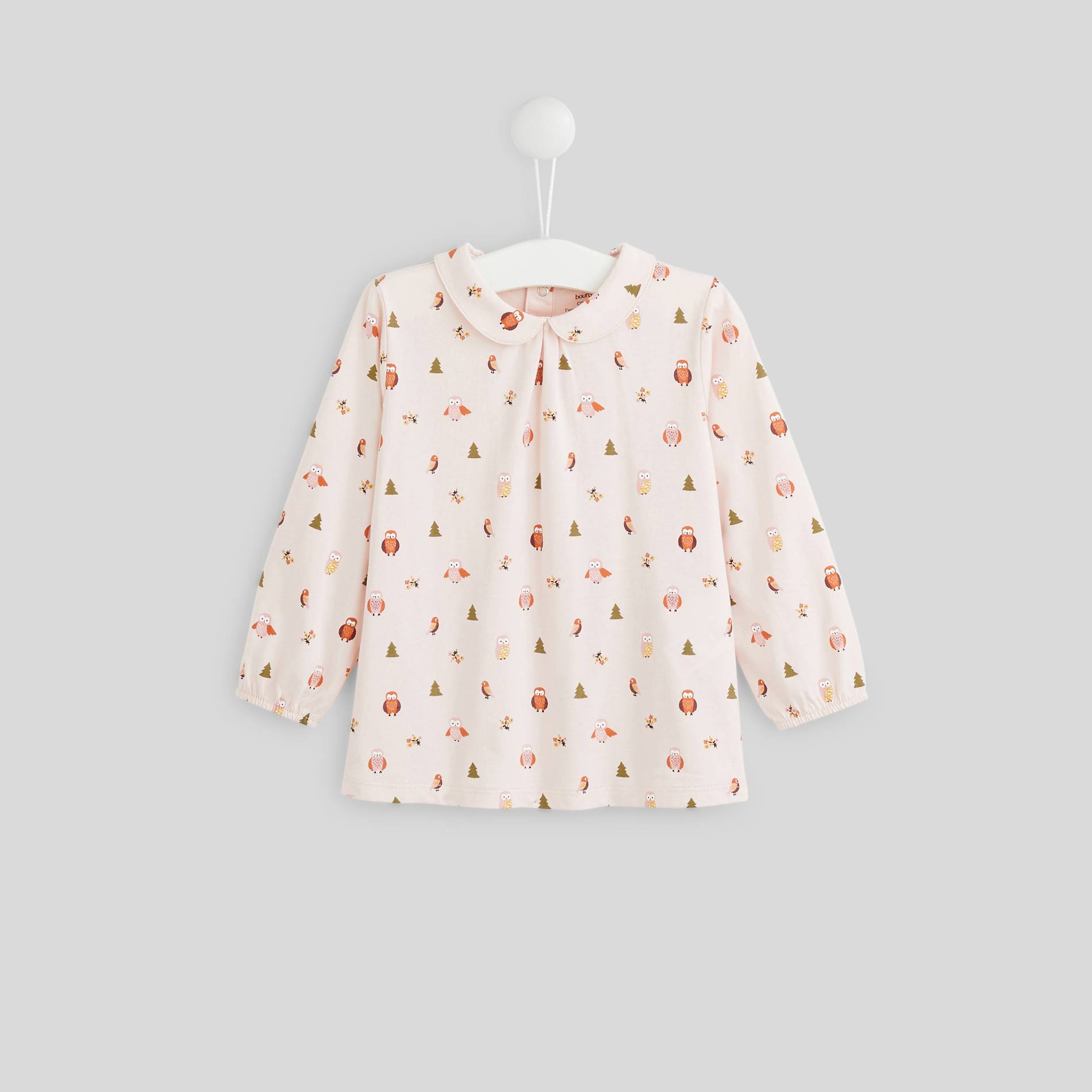 Blouse manches longues imprimée en coton BIO, Rose pâle, large image number 0.0