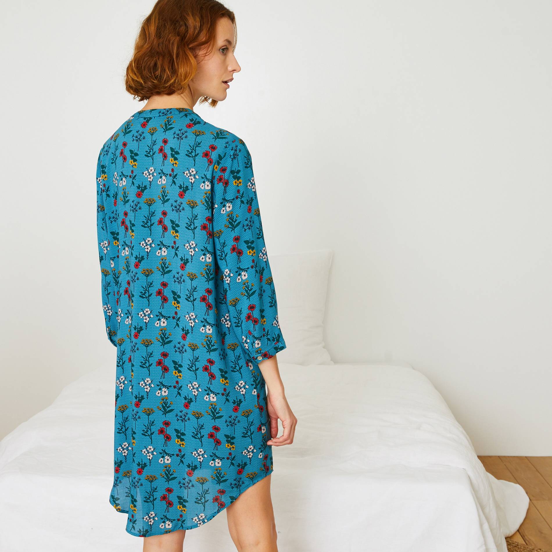 Chemise de nuit imprimée, Bleu canard, large image number 7