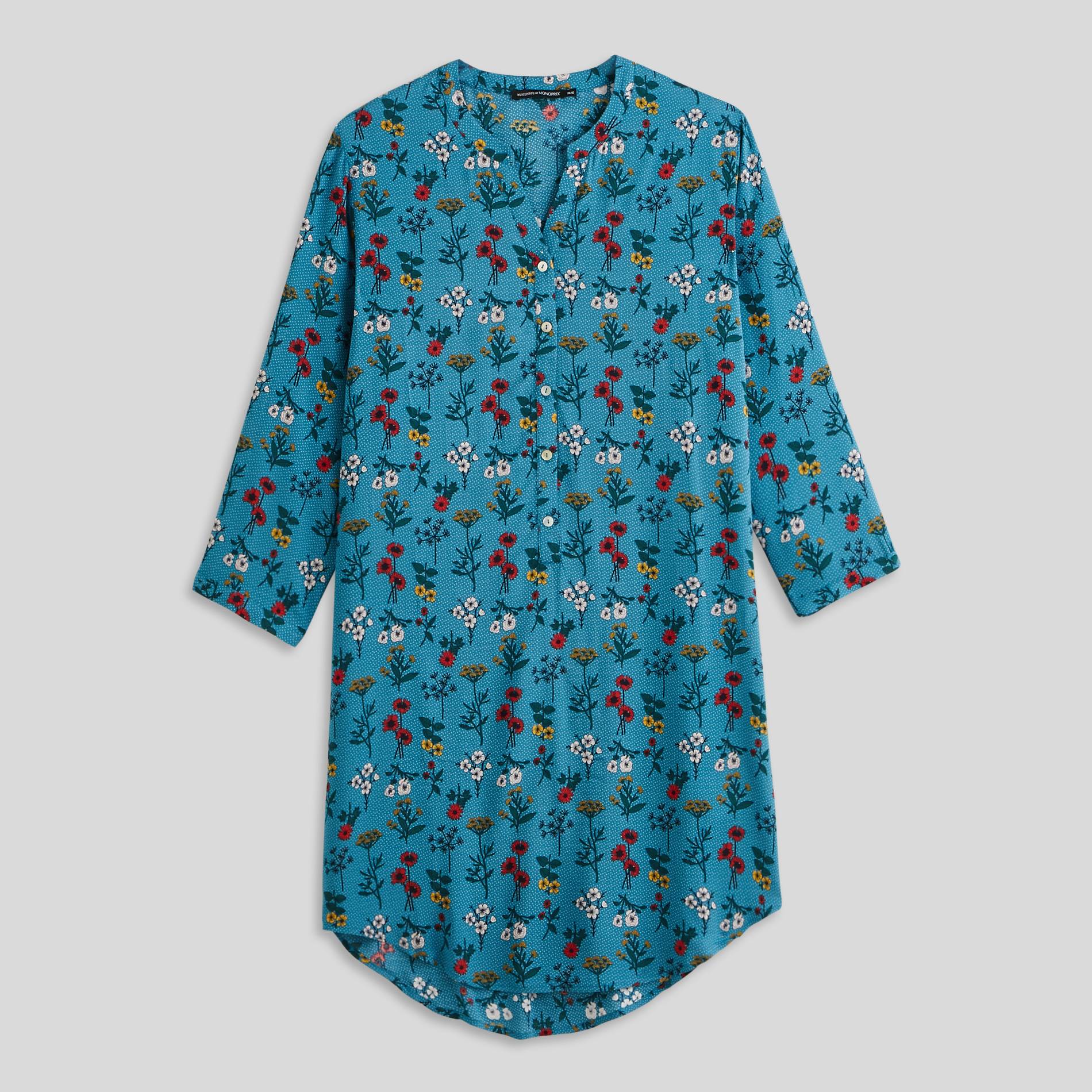 Chemise de nuit imprimée, Bleu canard, large image number 8.0
