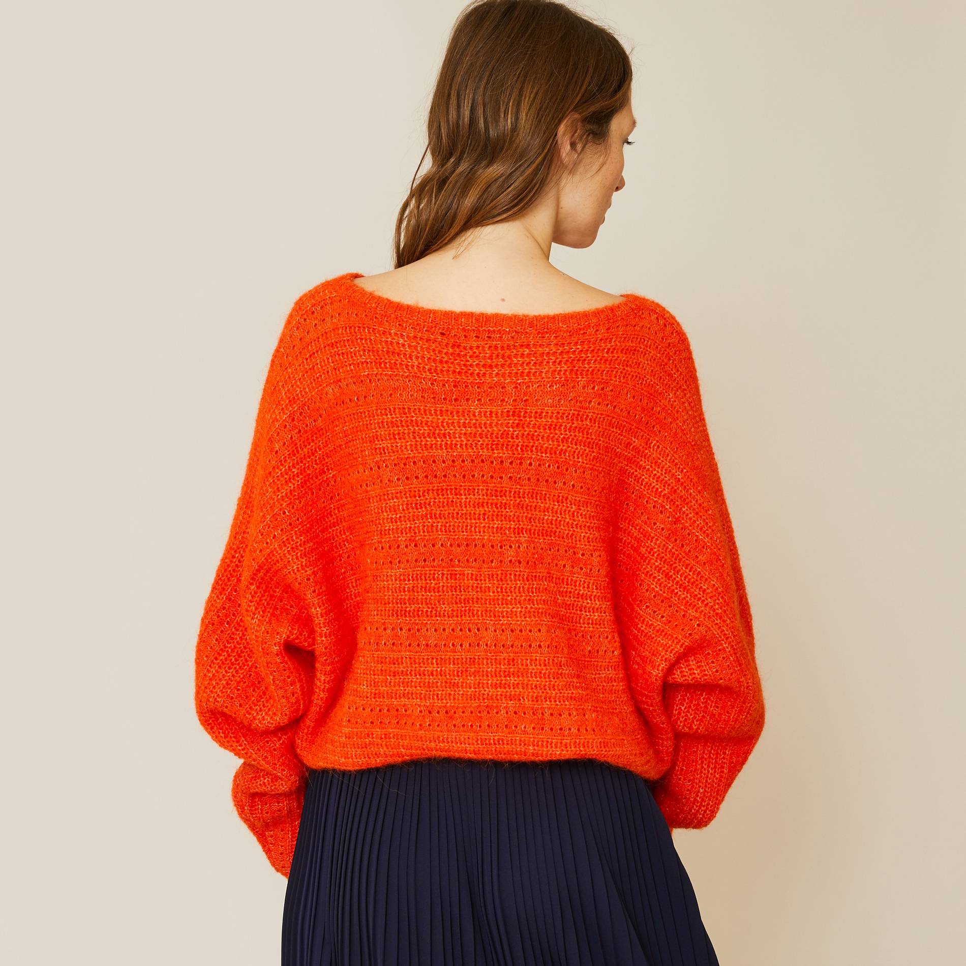 Pull col rond en alpaga, Orange, large image number 1