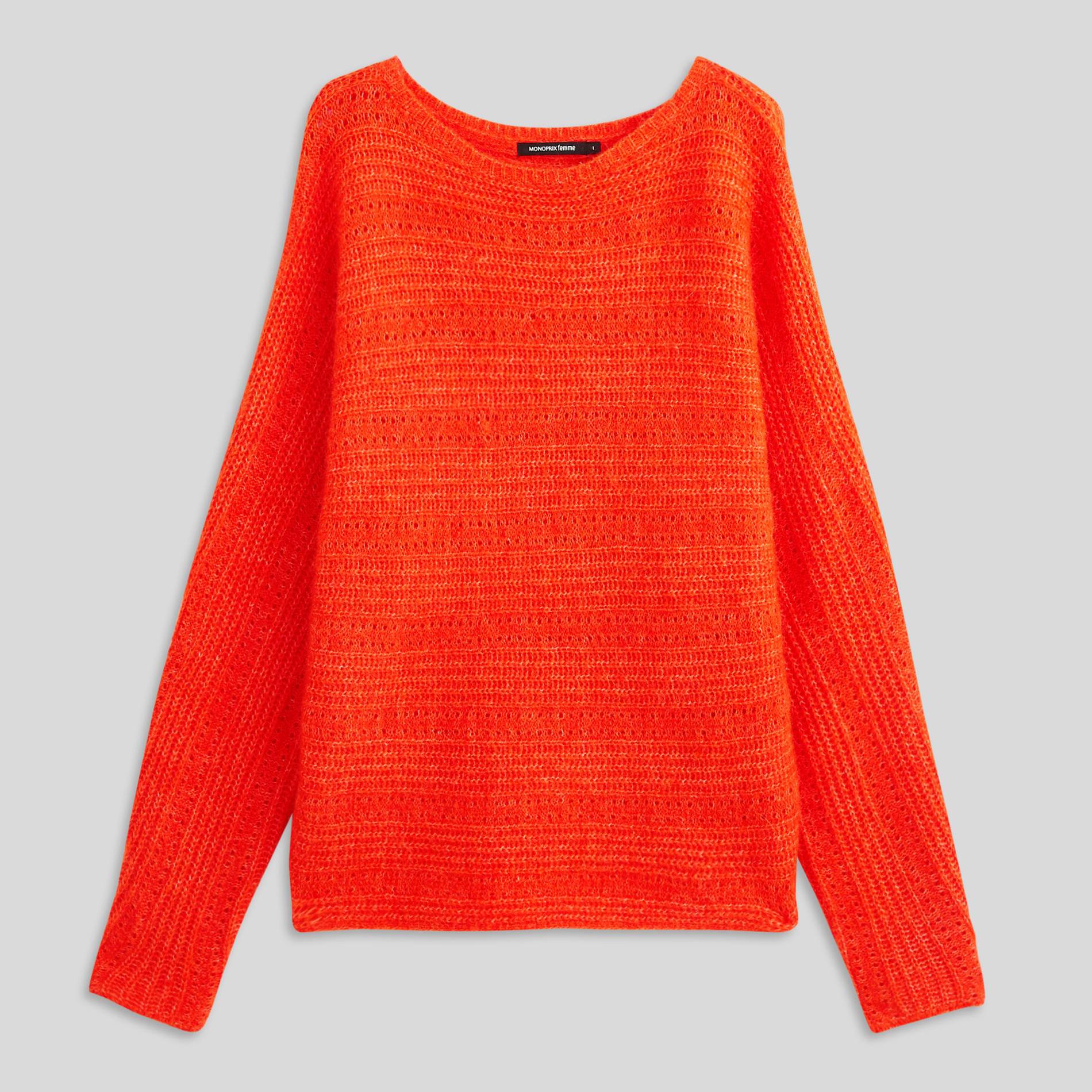 Pull col rond en alpaga, Orange, large image number 2