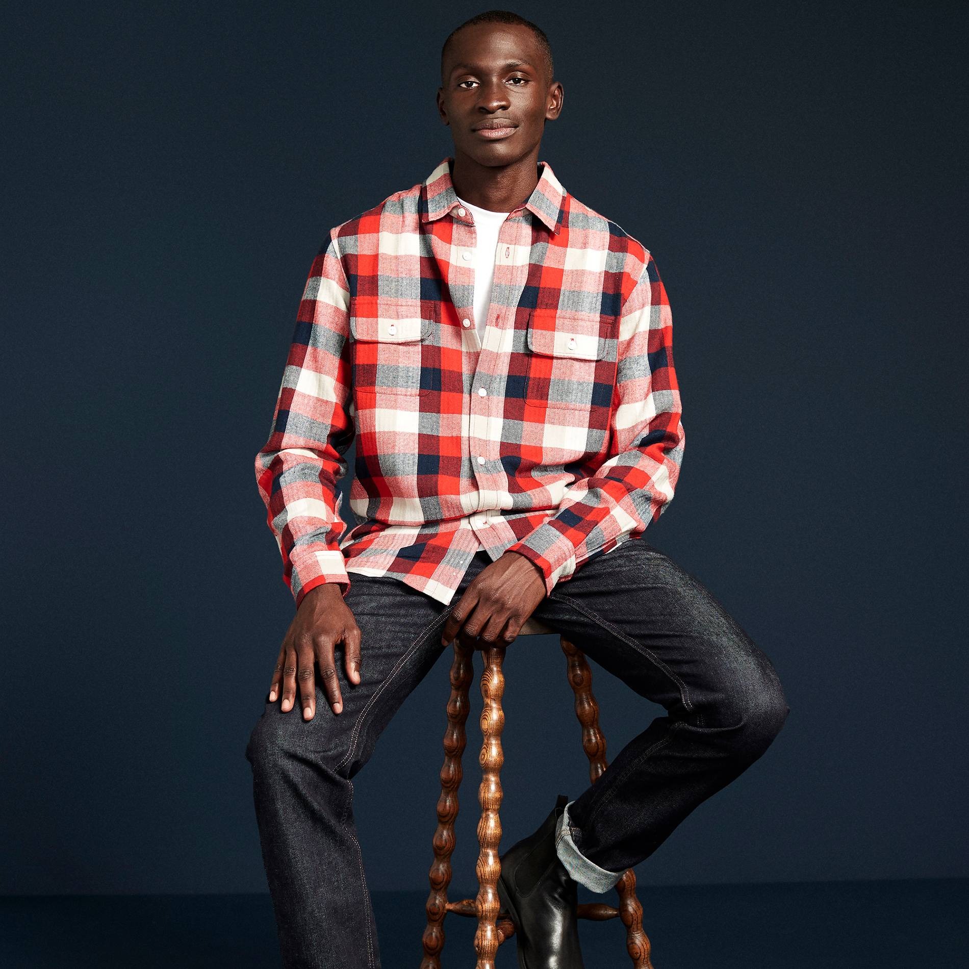 Chemise carreaux coupe regular en coton BIO, Carmin, large image number 0.0