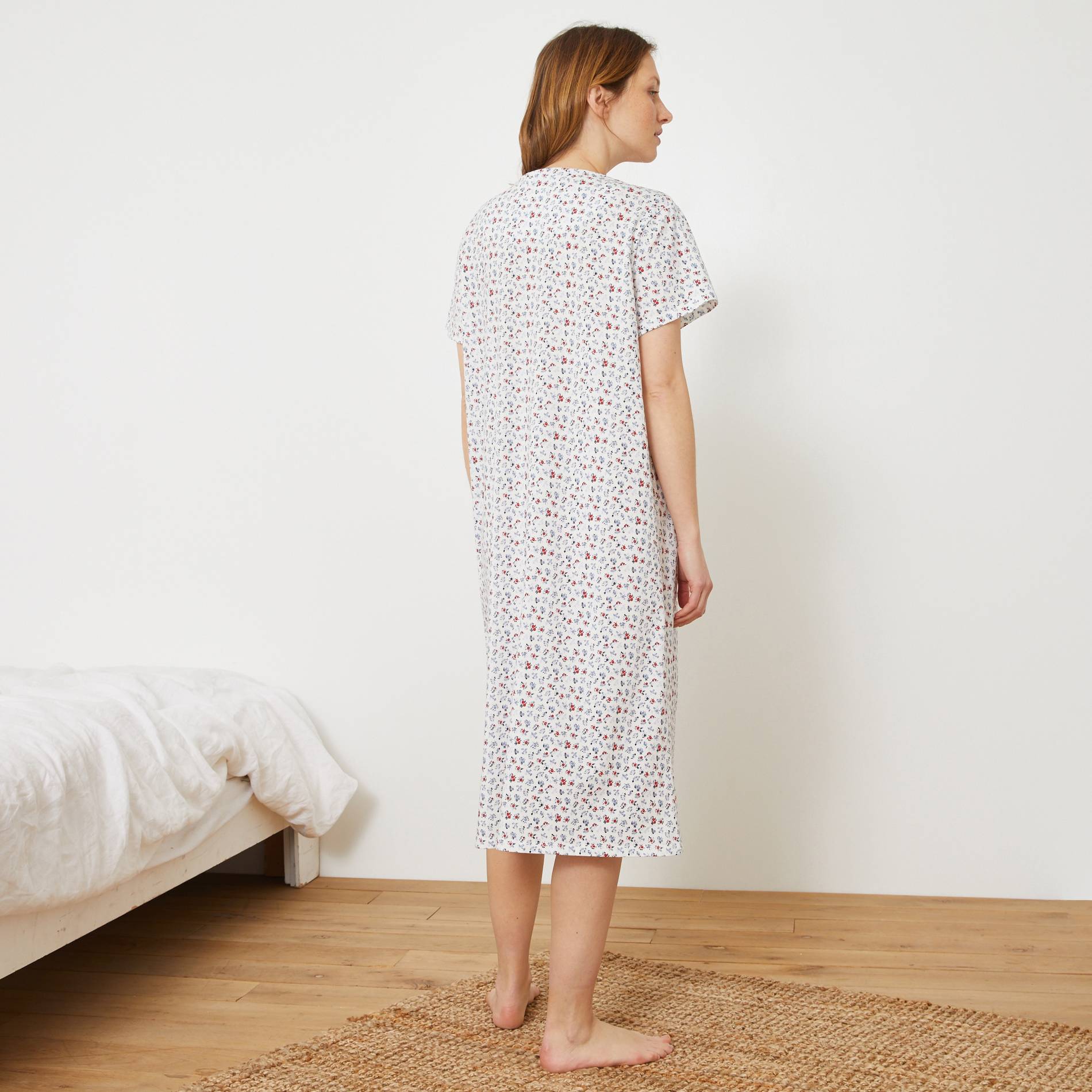 Chemise de nuit bio manches courtes, Ecru, large image number 1