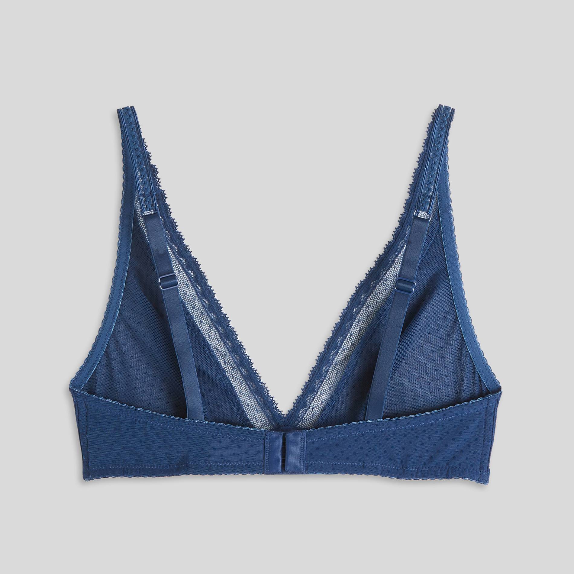 Soutien-groge triangle foulard en tulle flocké, Indigo, large image number 6.0