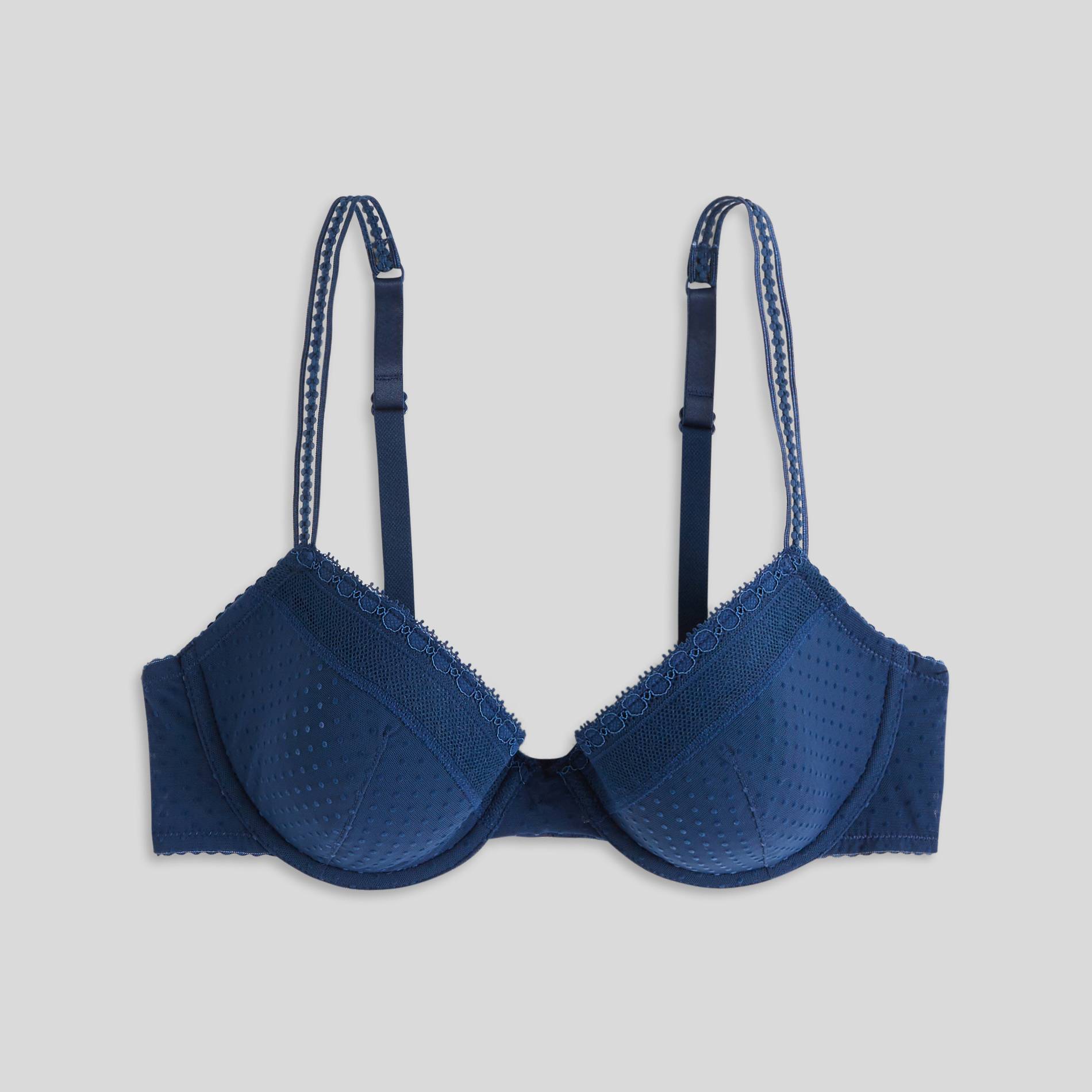 Soutien-gorge corbeille avec coques en tulle flocké, Indigo, large image number 8