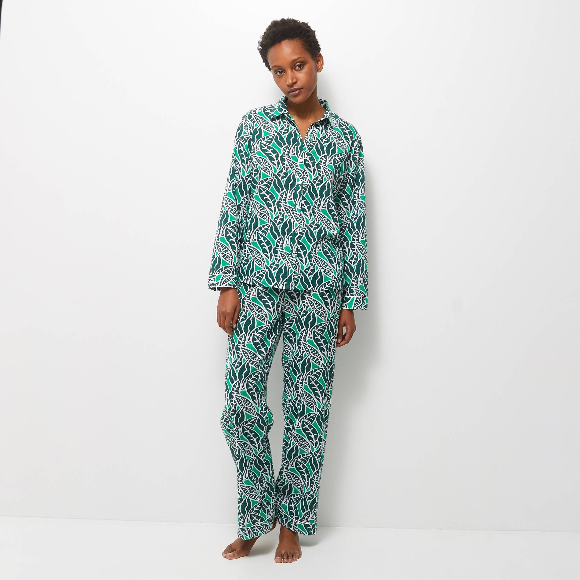 Pyjama en coton BIO, Vert, large image number 0