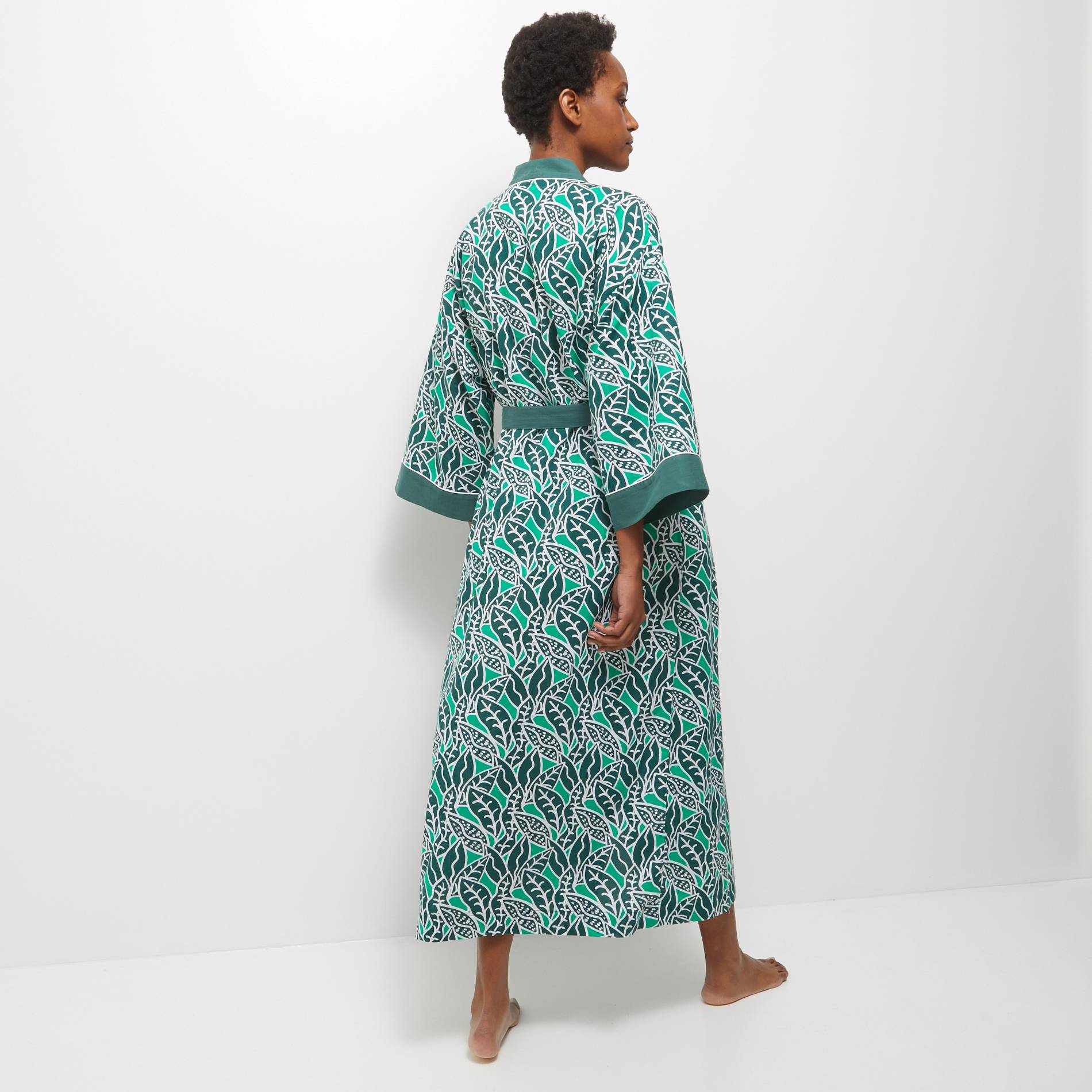 Kimono long en coton BIO, Vert, large image number 1