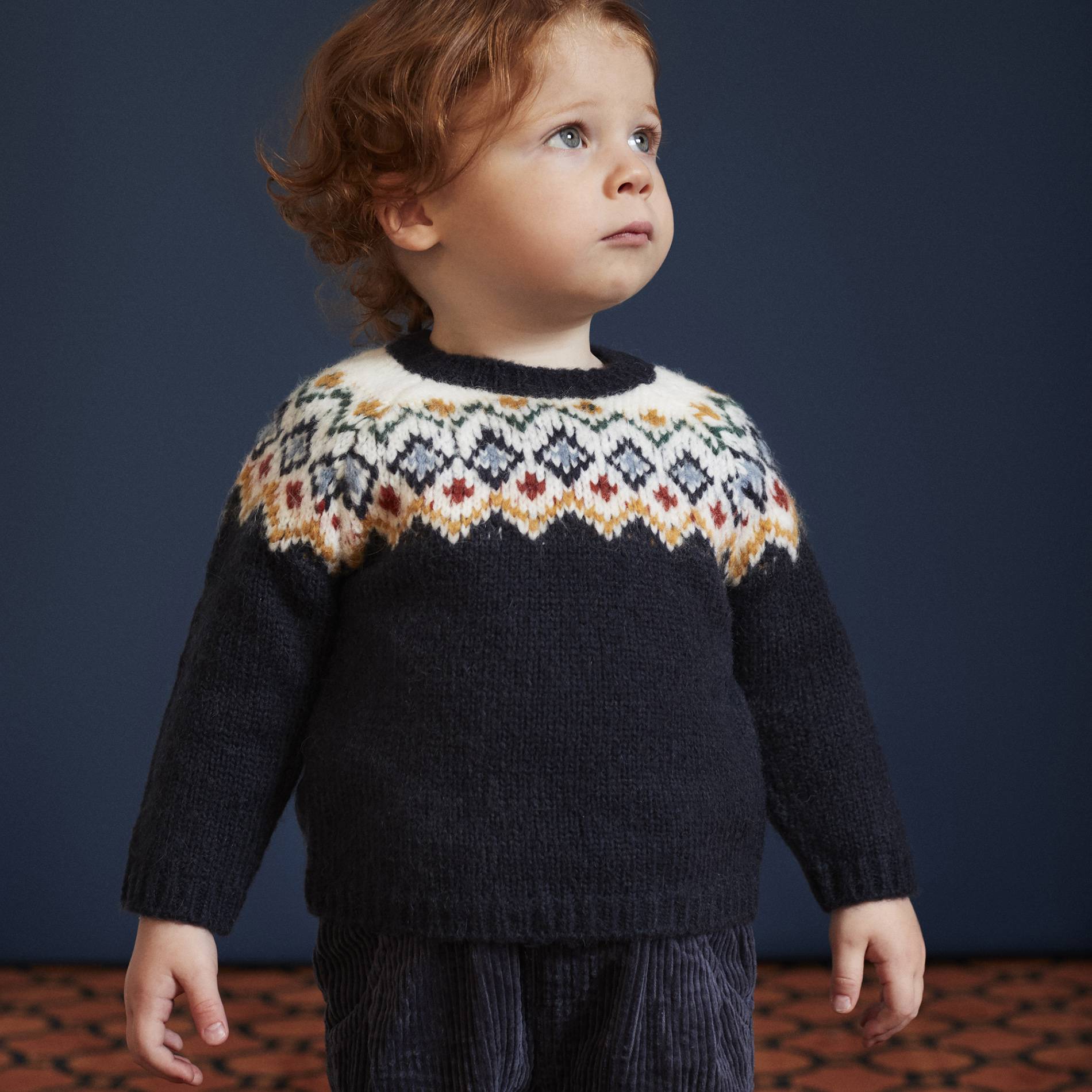 Pull jacquard, Bleu marine, large image number 0