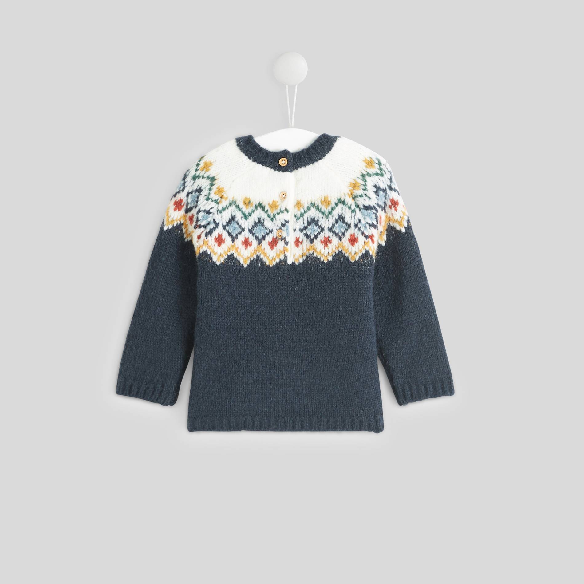 Pull jacquard, Bleu marine, large image number 1