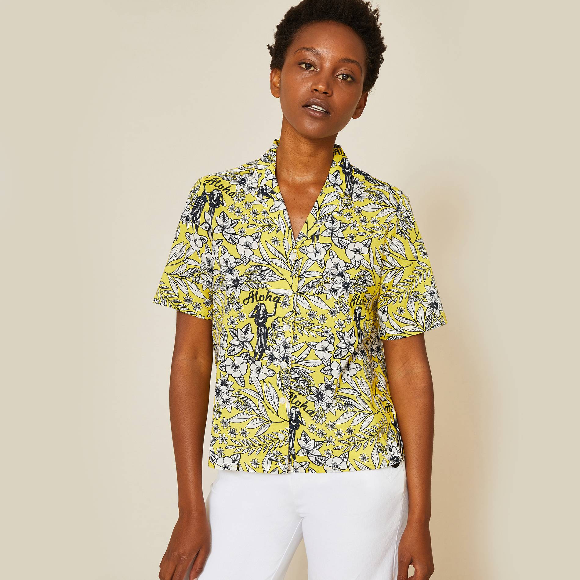 Chemise manches courtes en coton BIO, Jaune vif, large image number 0