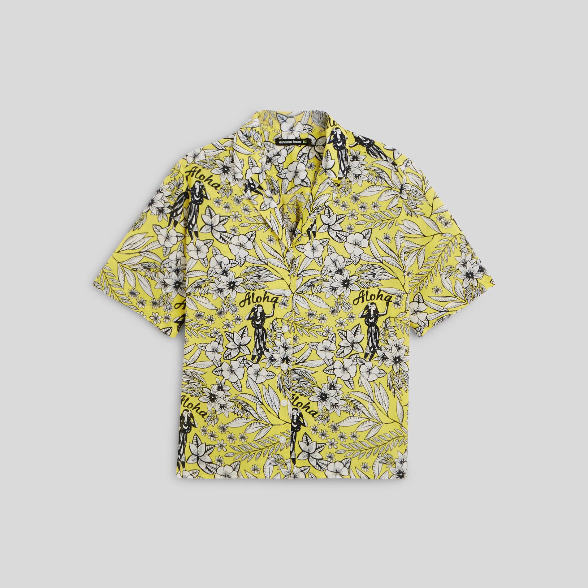 Chemise manches courtes en coton BIO, Jaune vif, large image number 2.0