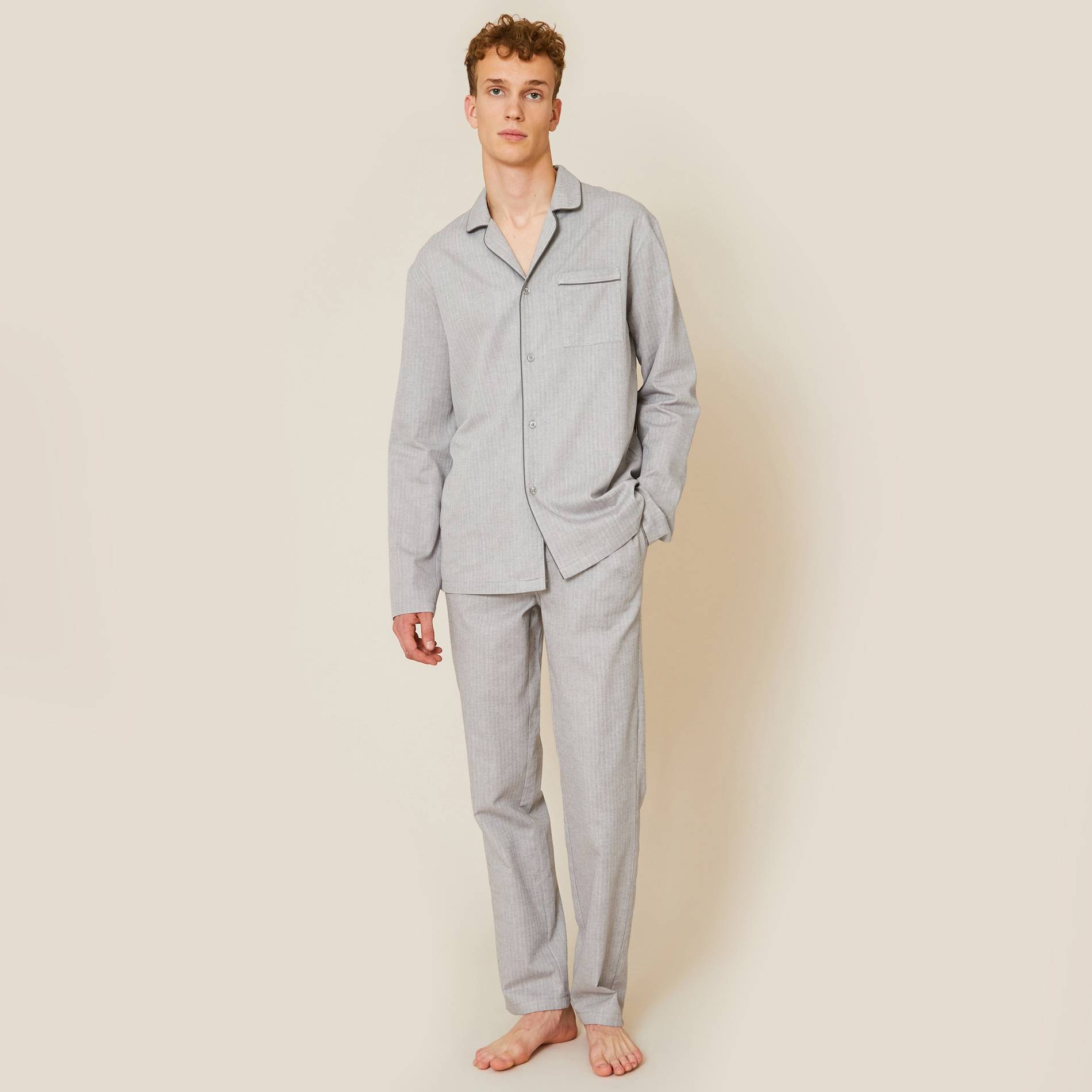 Pyjama long en coton, Gris moyen, large image number 0.0