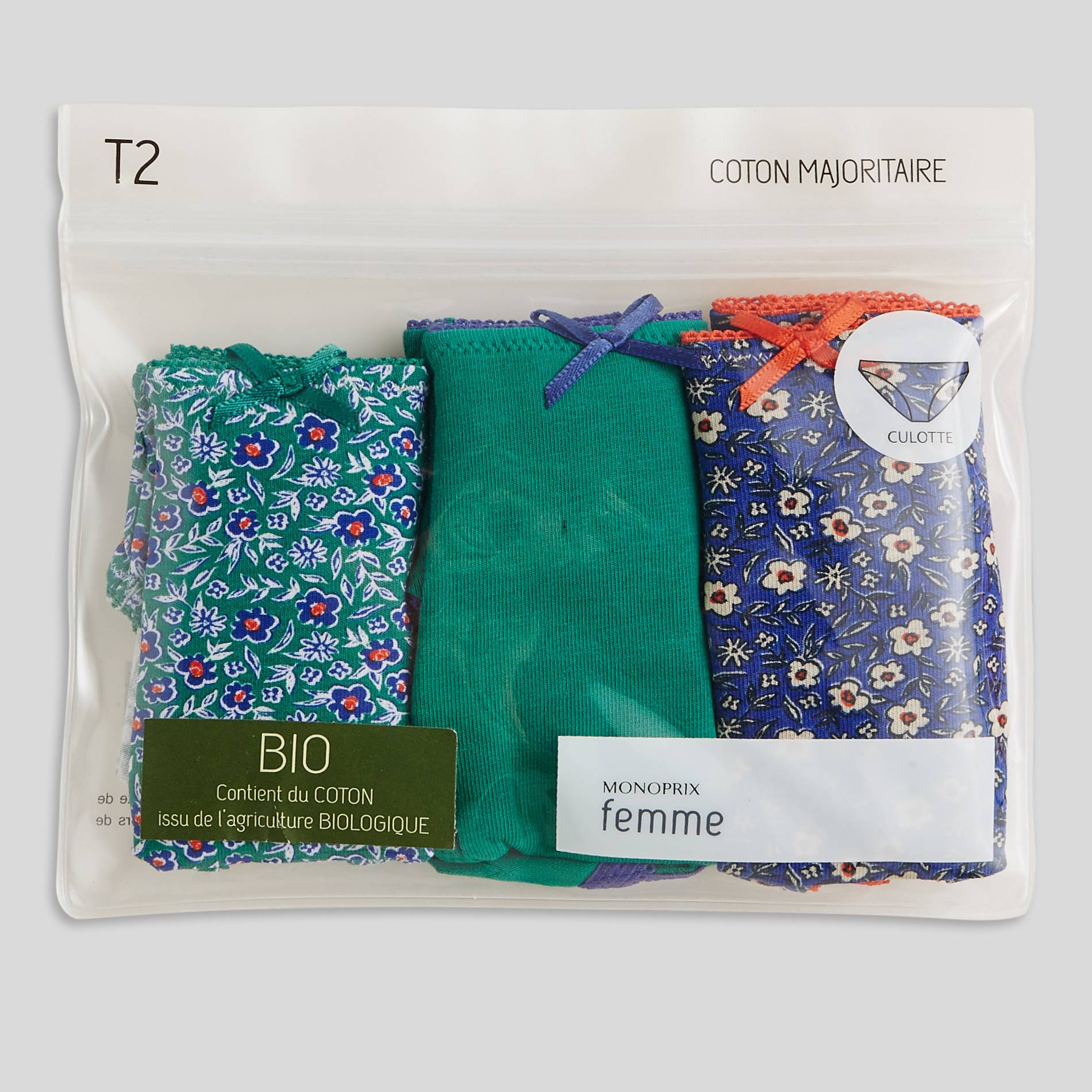 Lots de 3 culottes en coton, Vert, large image number 2.0