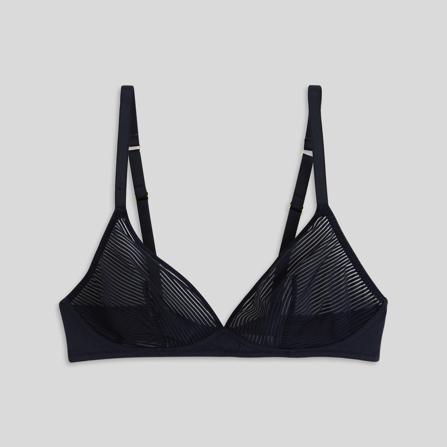 Soutien gorge triangle sans armatures en microfibre rayée, Bleu clair, large image number 2