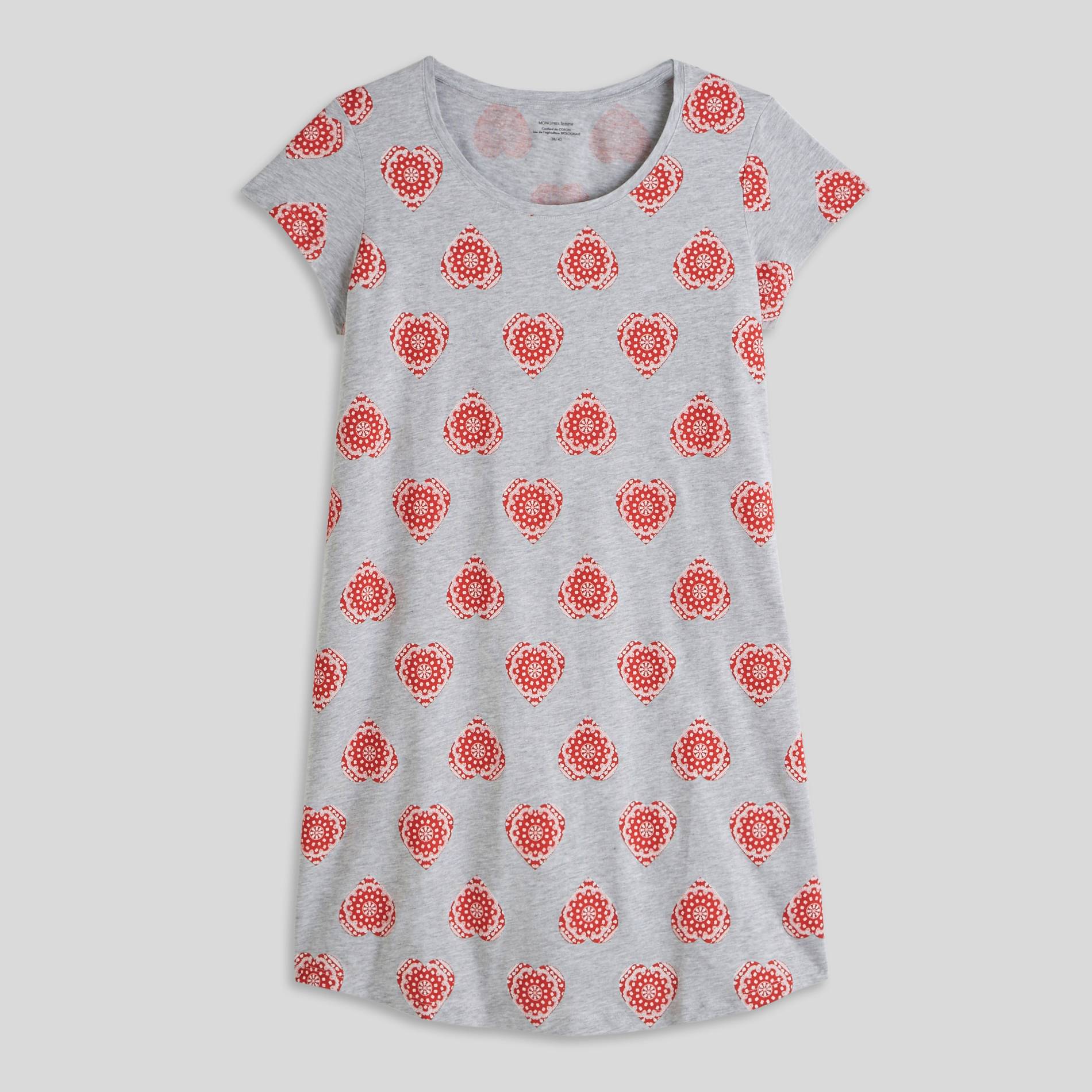 Chemise de nuit imprimée en coton BIO, Gris clair, large image number 2