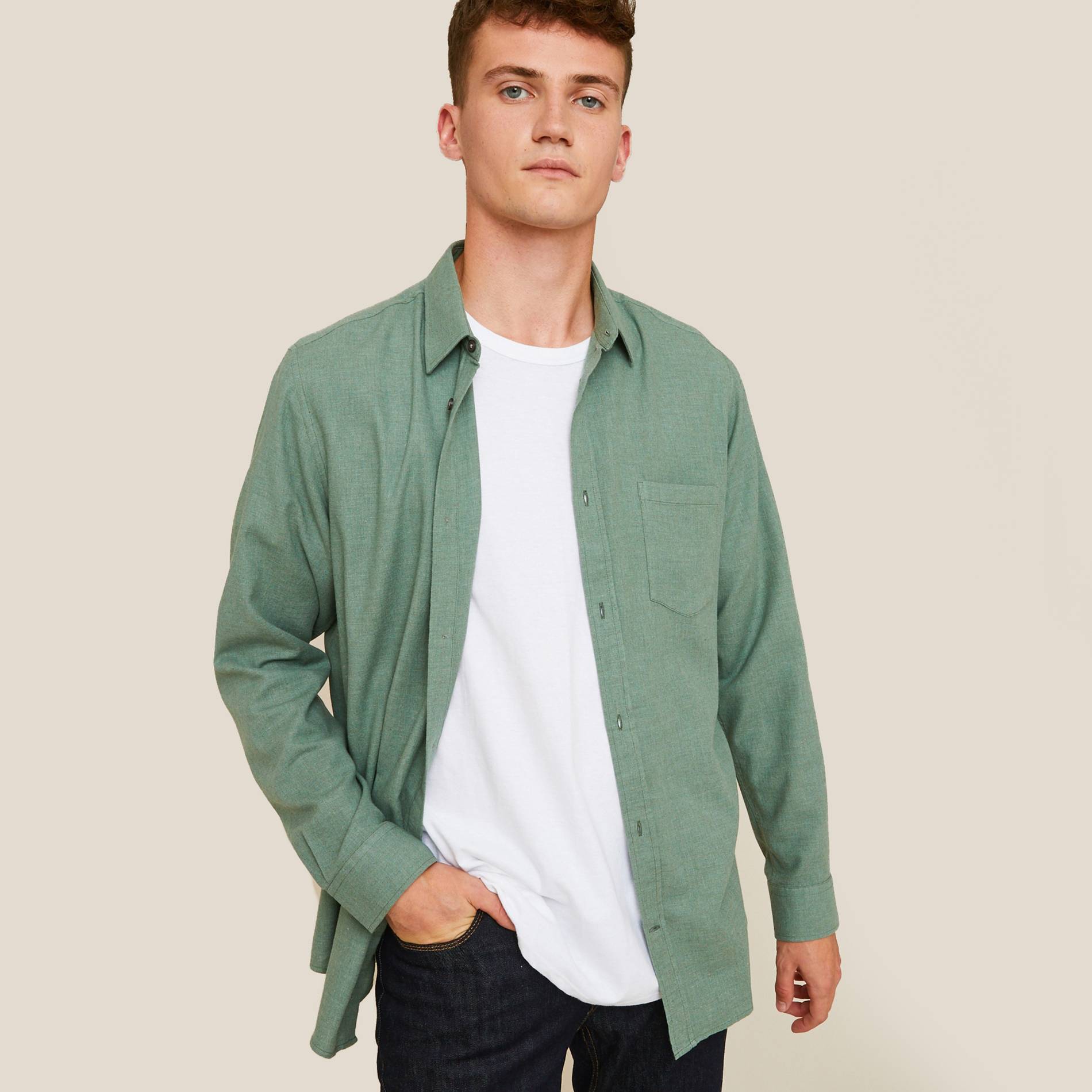 Chemise coupe regular, Vert foncé, large image number 0