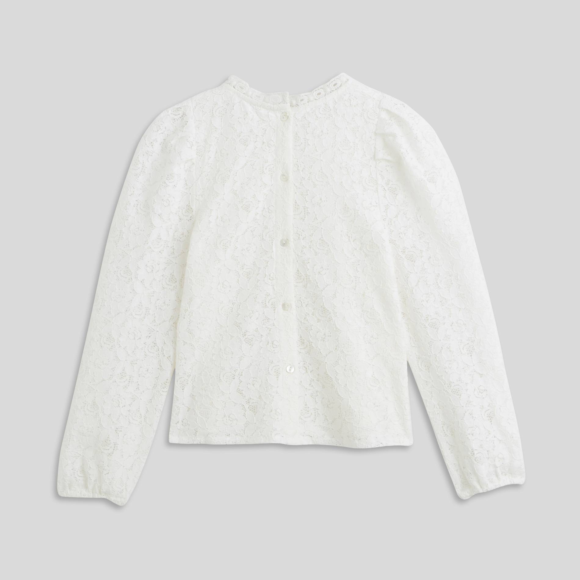 Blouse manches longues en dentelle, Ecru, large image number 2